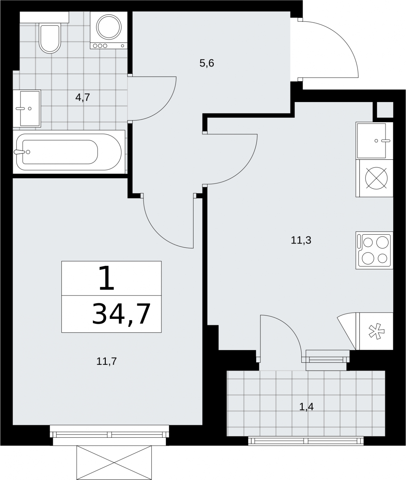 3-комнатная квартира с отделкой в ЖК Бунинские кварталы на 9 этаже в 1 секции. Сдача в 2 кв. 2026 г.