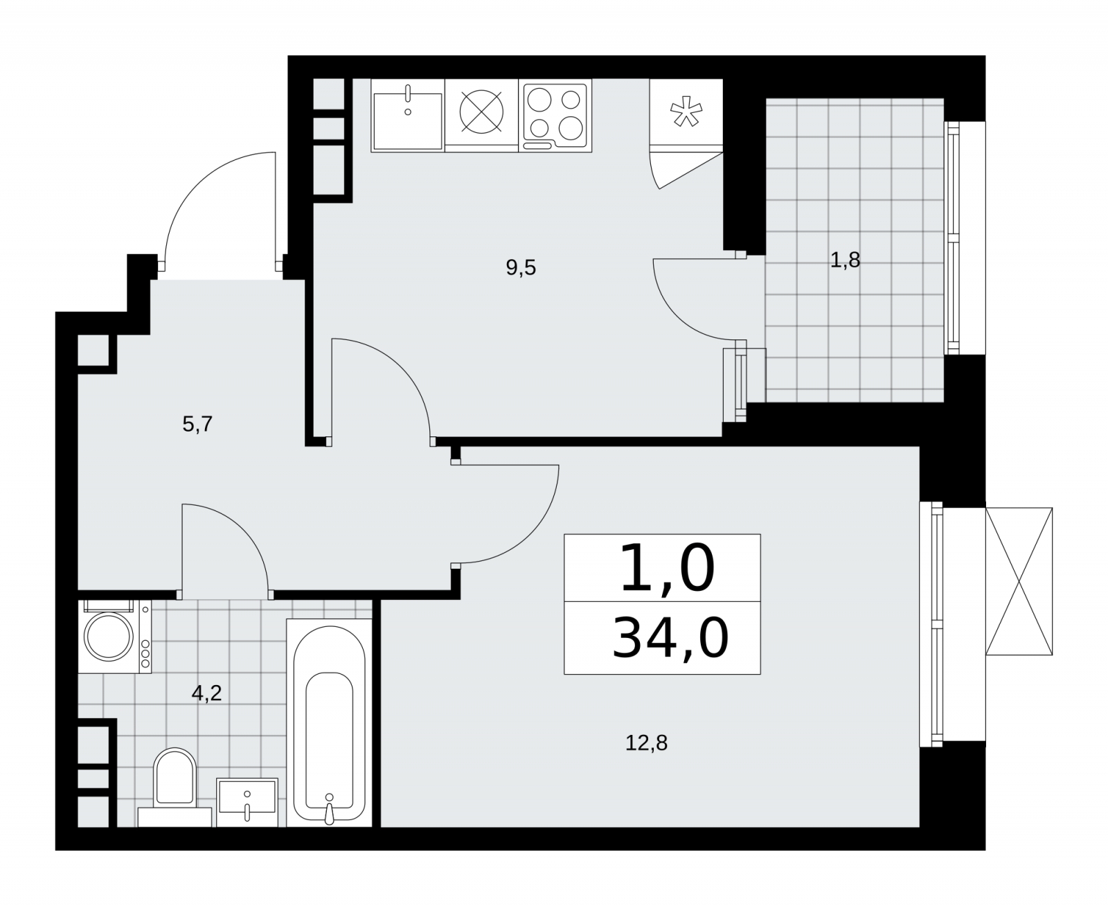 2-комнатная квартира с отделкой в ЖК MOD на 29 этаже в 1 секции. Сдача в 4 кв. 2024 г.