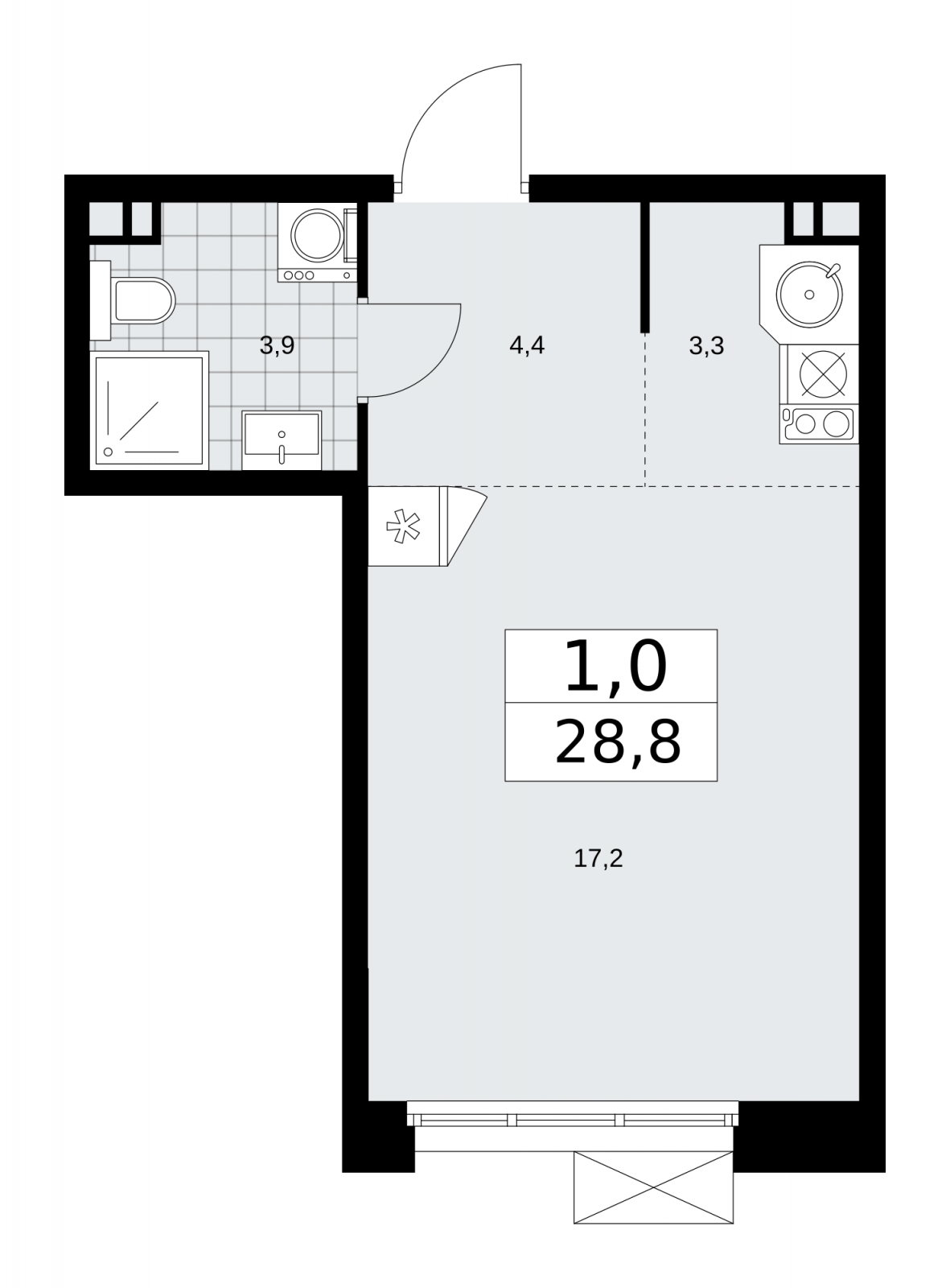 2-комнатная квартира с отделкой в ЖК Бунинские кварталы на 16 этаже в 2 секции. Сдача в 2 кв. 2026 г.
