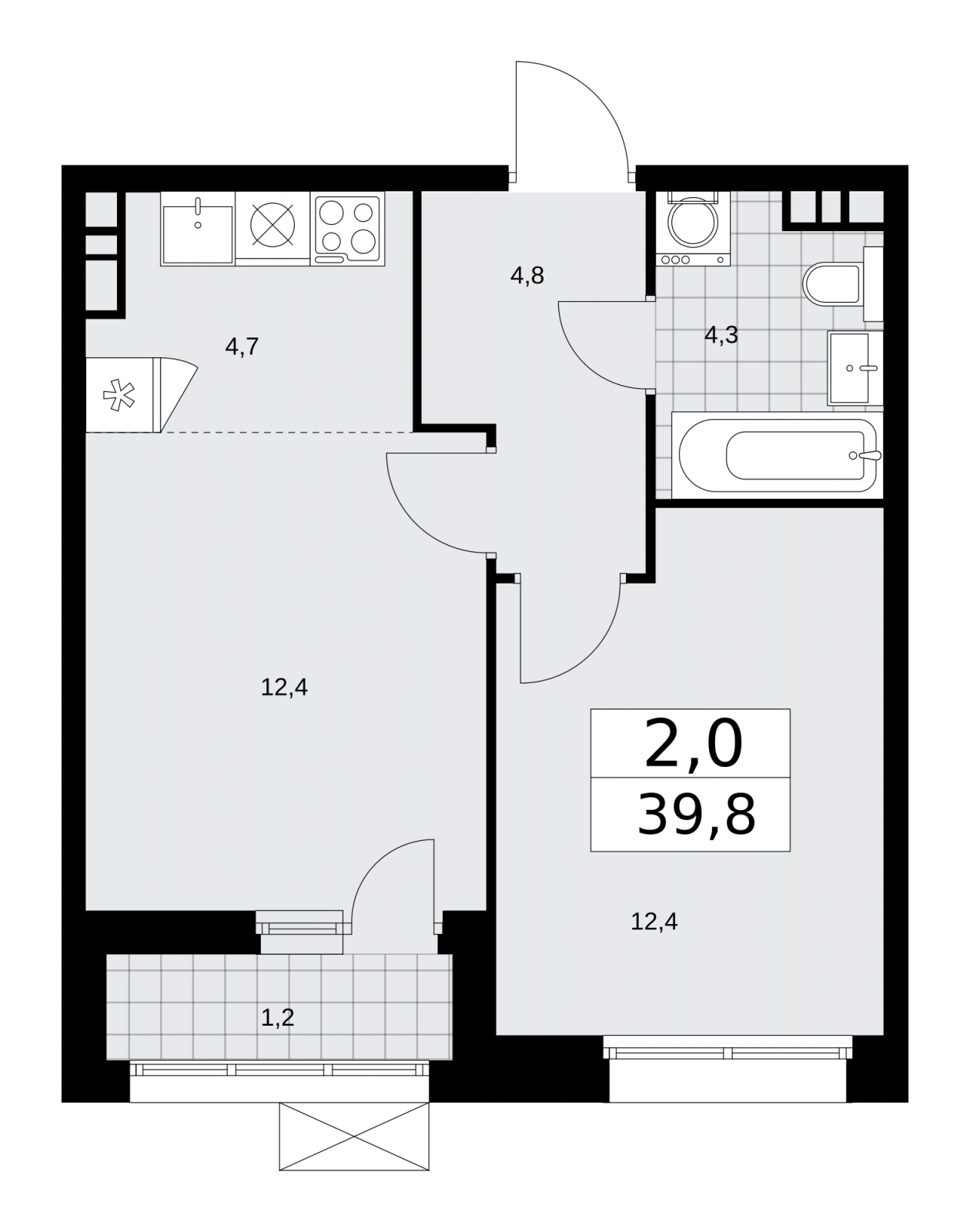 3-комнатная квартира в ЖК Сити комплекс «MirrorЗдание» на 15 этаже в 2 секции. Сдача в 4 кв. 2024 г.