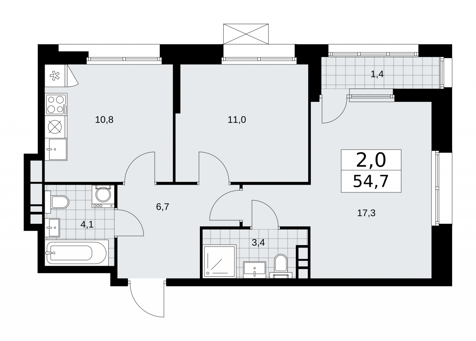 1-комнатная квартира (Студия) с отделкой в ЖК Бунинские кварталы на 2 этаже в 3 секции. Сдача в 2 кв. 2026 г.