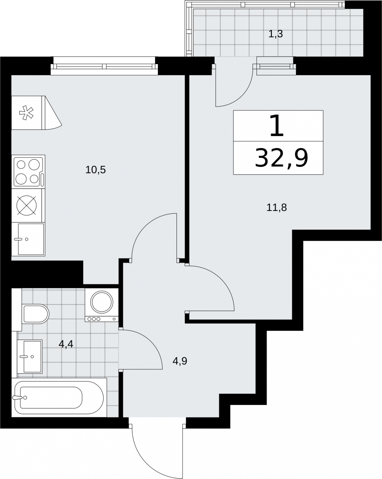 4-комнатная квартира в ЖК Бунинские кварталы на 6 этаже в 1 секции. Сдача в 3 кв. 2025 г.