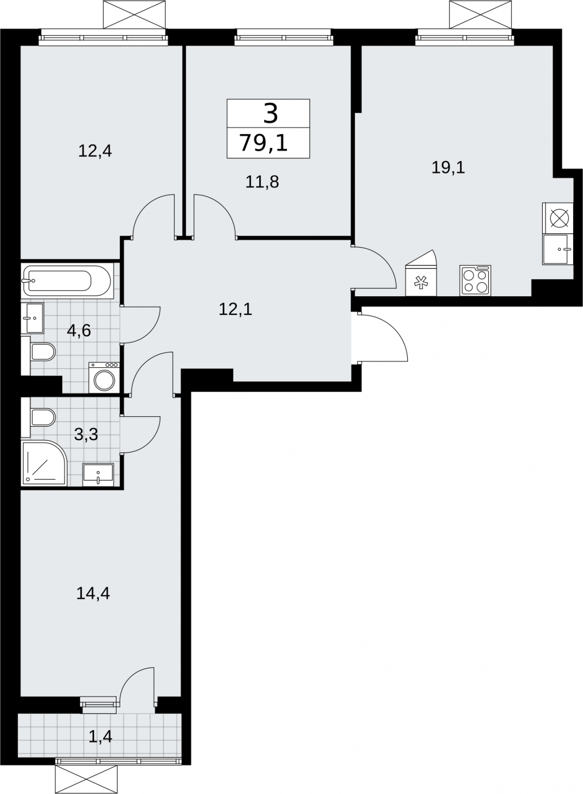1-комнатная квартира (Студия) с отделкой в ЖК Бунинские кварталы на 13 этаже в 1 секции. Сдача в 4 кв. 2025 г.