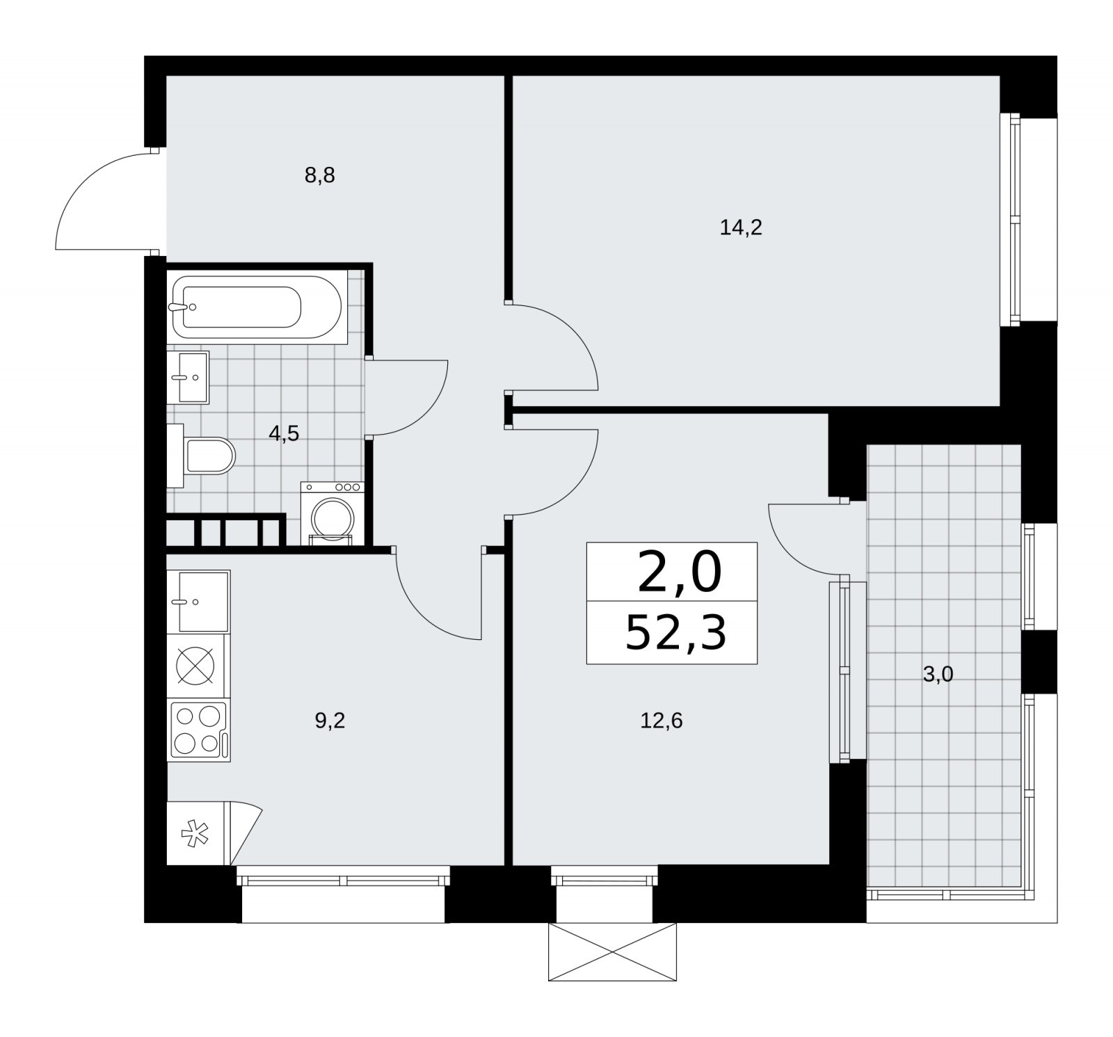 2-комнатная квартира с отделкой в ЖК Бунинские кварталы на 18 этаже в 1 секции. Сдача в 4 кв. 2024 г.