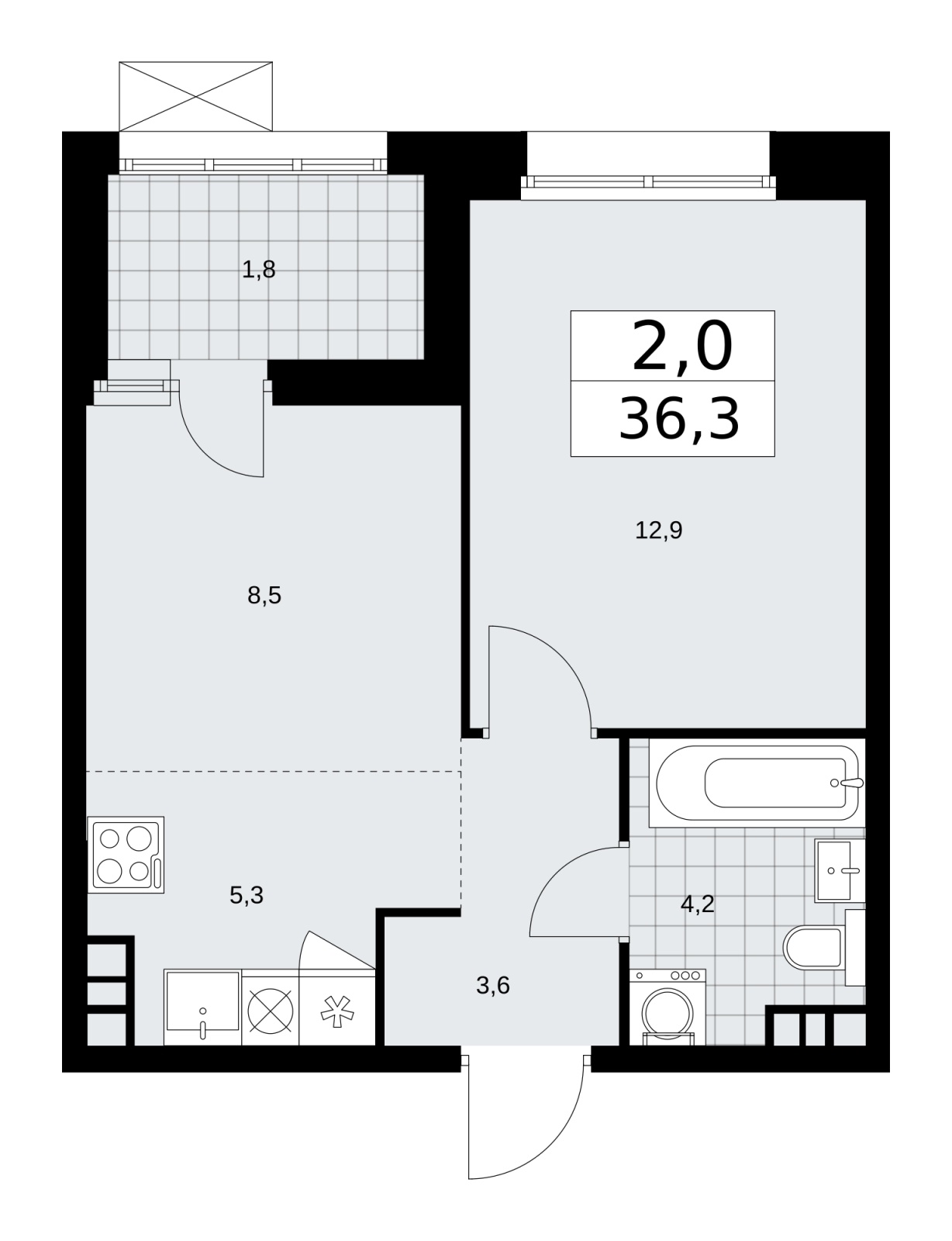 3-комнатная квартира с отделкой в ЖК Бунинские кварталы на 7 этаже в 1 секции. Сдача в 2 кв. 2026 г.