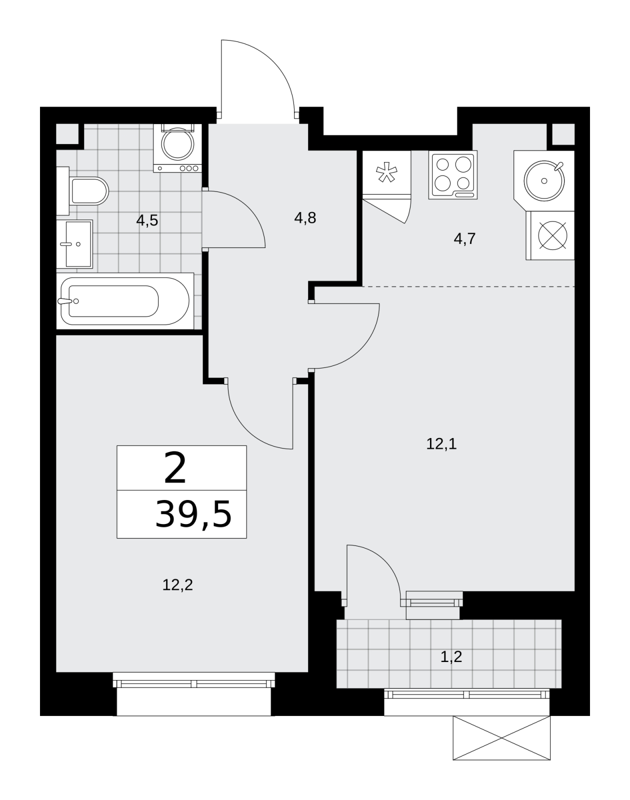 3-комнатная квартира с отделкой в ЖК Бунинские кварталы на 2 этаже в 4 секции. Сдача в 2 кв. 2026 г.
