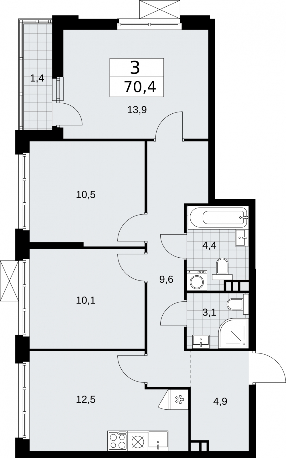 1-комнатная квартира (Студия) с отделкой в ЖК Бунинские кварталы на 15 этаже в 4 секции. Сдача в 2 кв. 2026 г.
