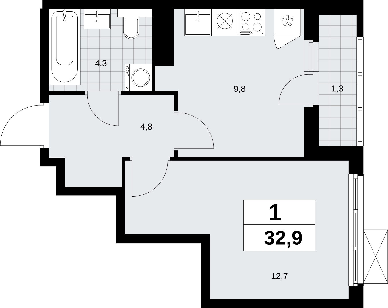 1-комнатная квартира с отделкой в ЖК Бунинские кварталы на 15 этаже в 4 секции. Сдача в 2 кв. 2026 г.
