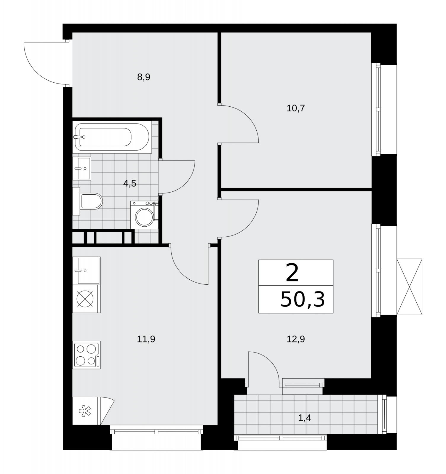 3-комнатная квартира с отделкой в ЖК Бунинские кварталы на 5 этаже в 3 секции. Сдача в 2 кв. 2026 г.