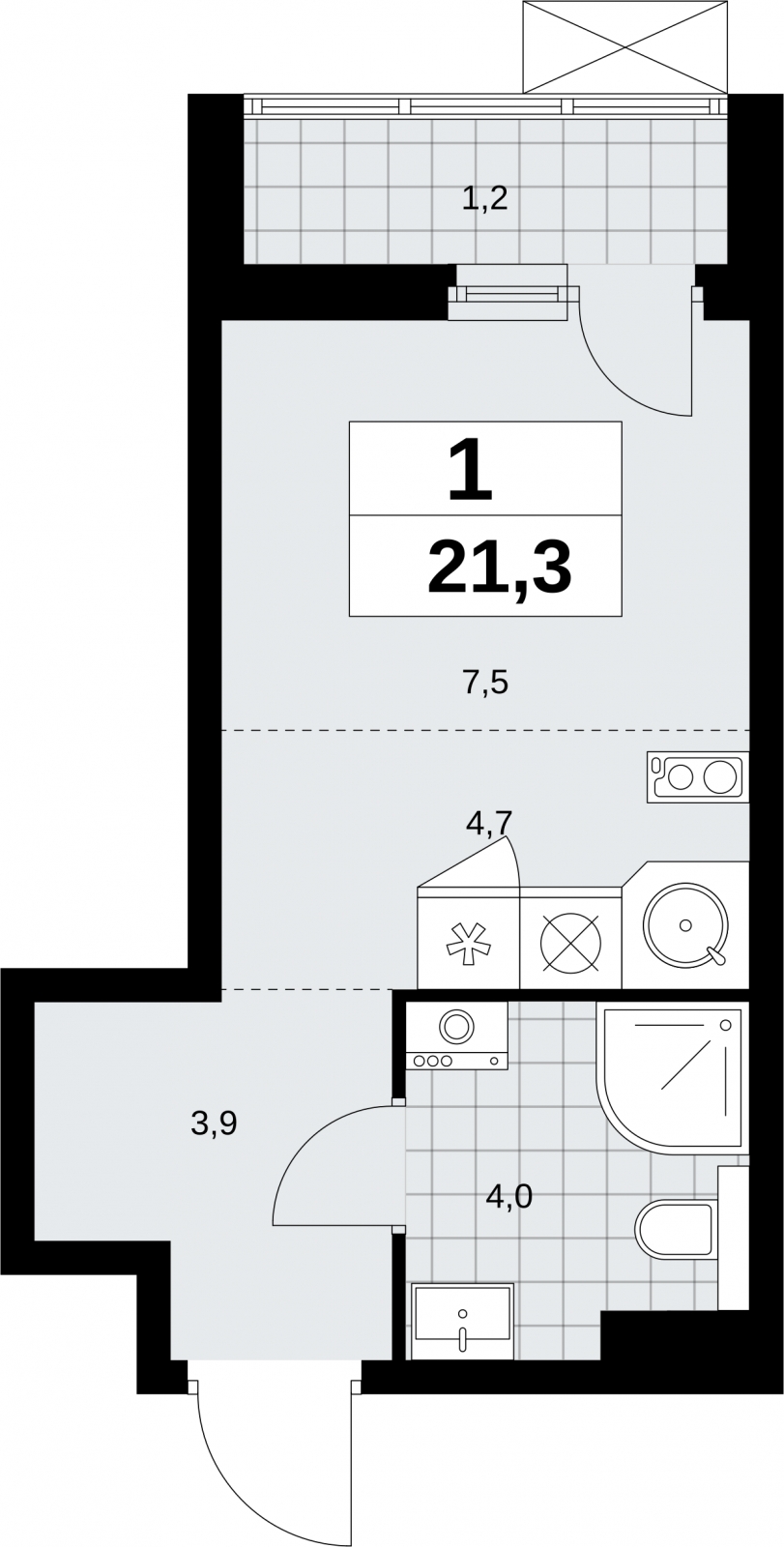 4-комнатная квартира в ЖК Бунинские кварталы на 12 этаже в 1 секции. Сдача в 4 кв. 2025 г.