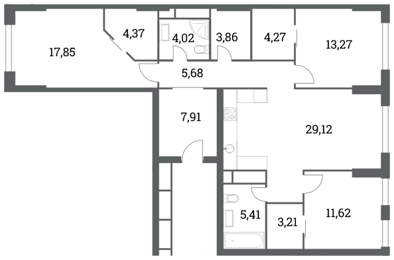 1-комнатная квартира с отделкой в ЖК Лучи на 3 этаже в 1 секции. Сдача в 3 кв. 2024 г.