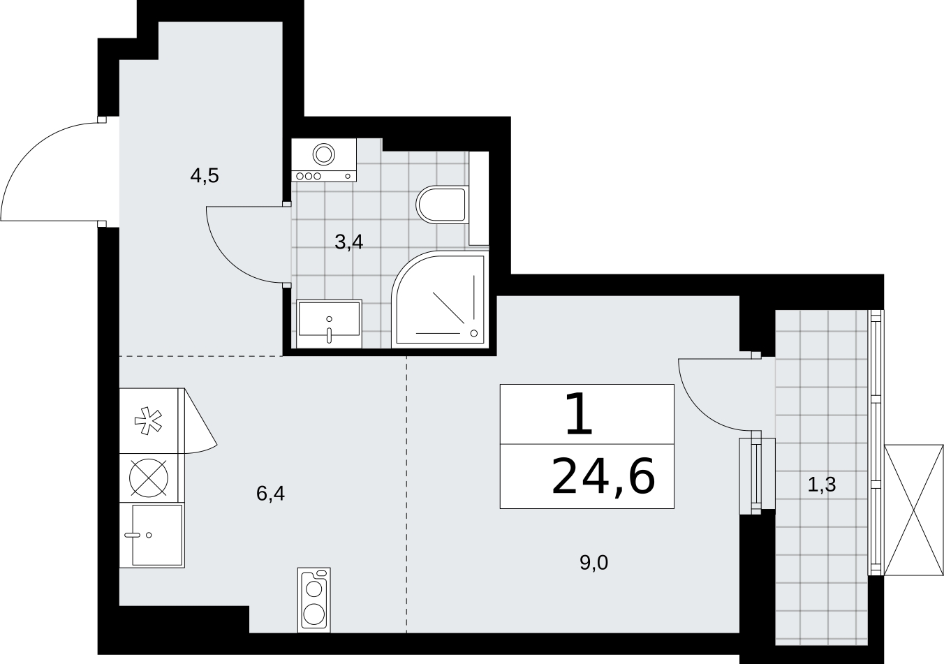 2-комнатная квартира с отделкой в ЖК Бунинские кварталы на 6 этаже в 5 секции. Сдача в 2 кв. 2026 г.