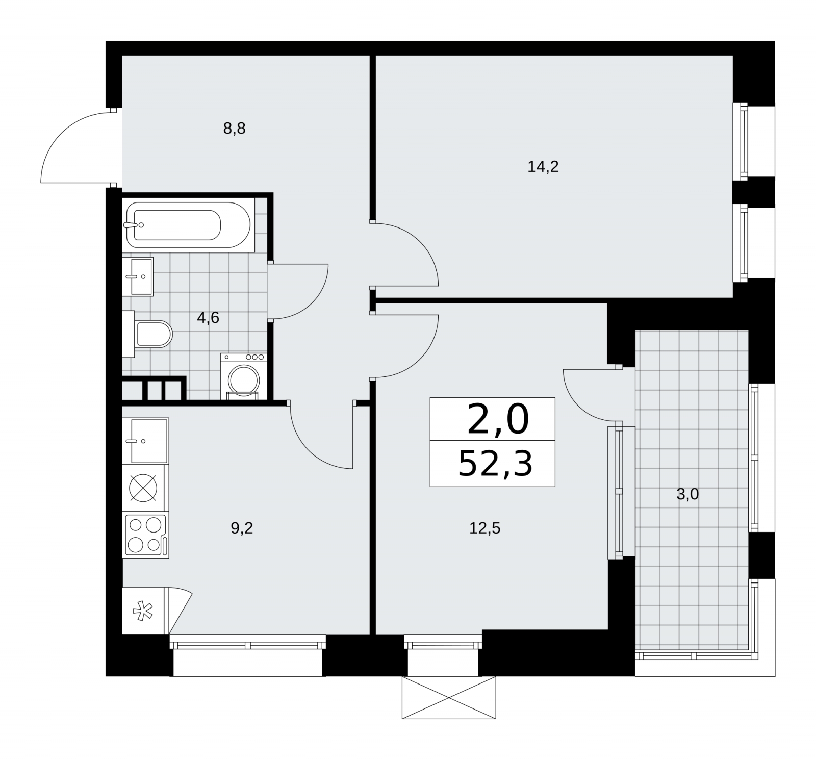 2-комнатная квартира в ЖК Сити комплекс «MirrorЗдание» на 13 этаже в 2 секции. Сдача в 4 кв. 2024 г.