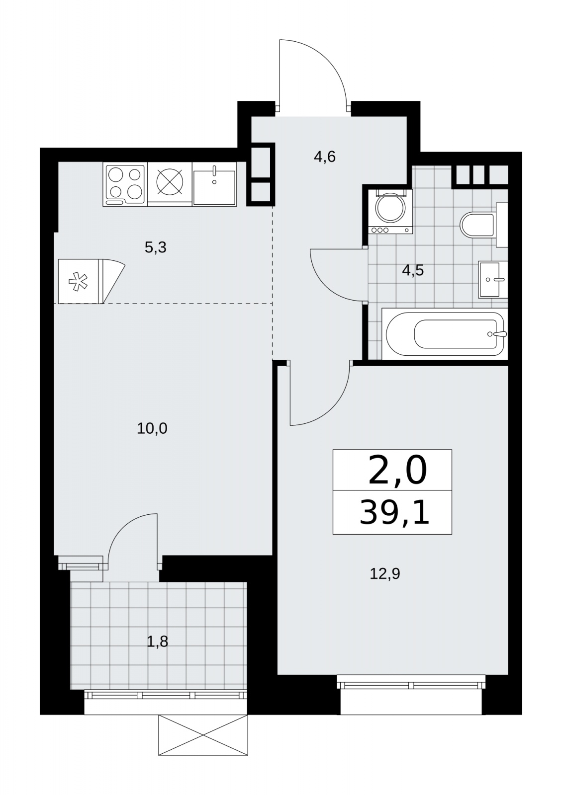 2-комнатная квартира в ЖК Сити комплекс «MirrorЗдание» на 18 этаже в 1 секции. Сдача в 4 кв. 2024 г.