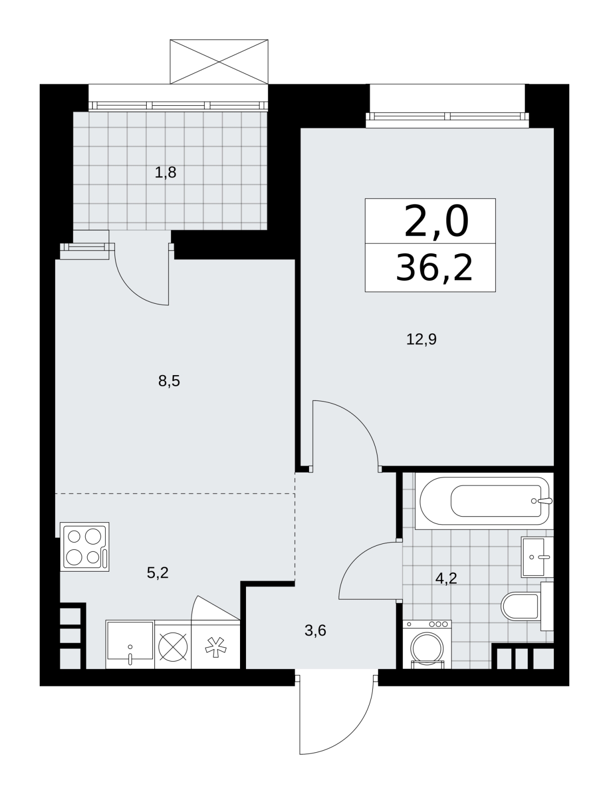 4-комнатная квартира в ЖК Бунинские кварталы на 13 этаже в 1 секции. Сдача в 4 кв. 2025 г.