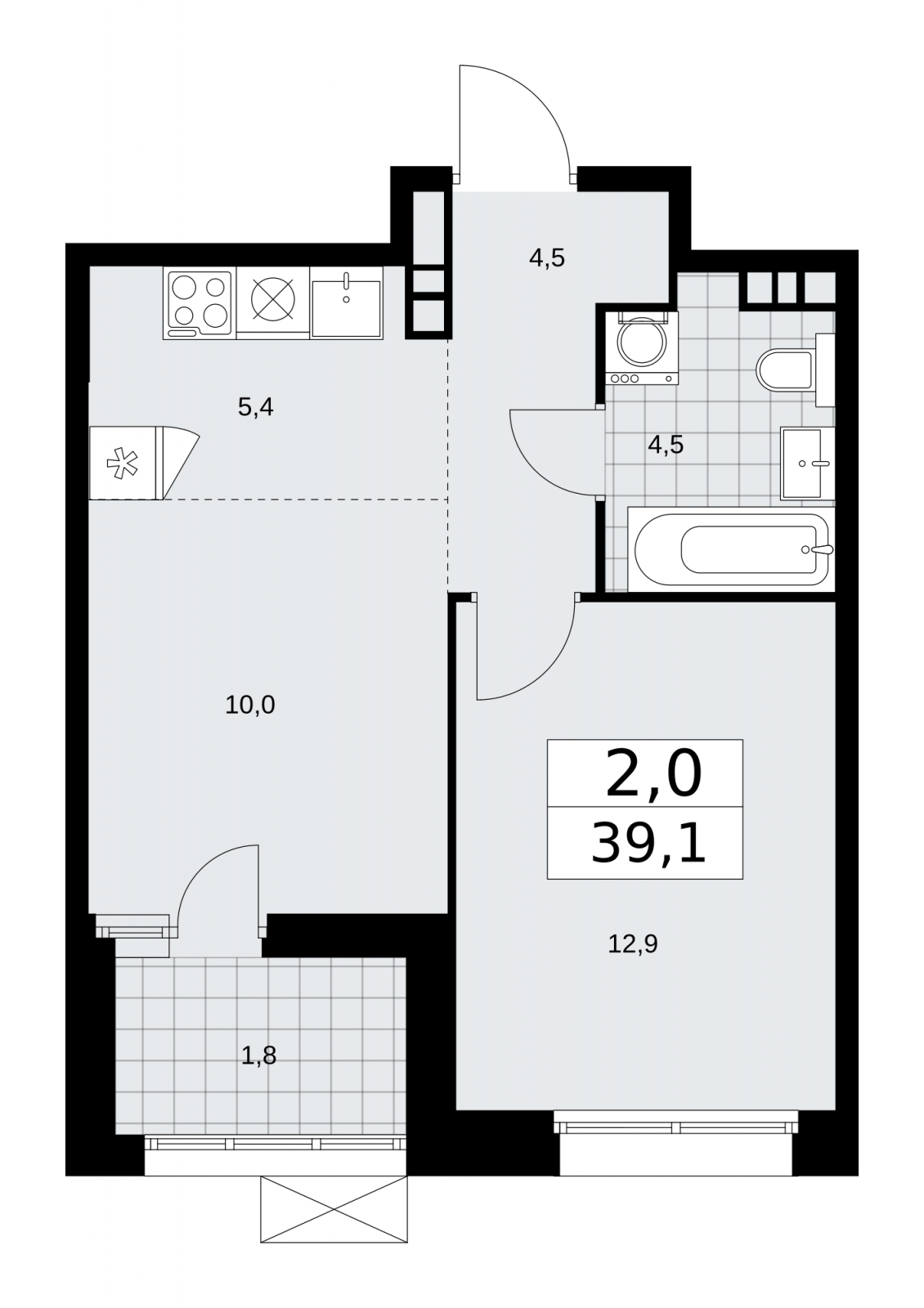 1-комнатная квартира в ЖК Бунинские кварталы на 16 этаже в 1 секции. Сдача в 4 кв. 2025 г.