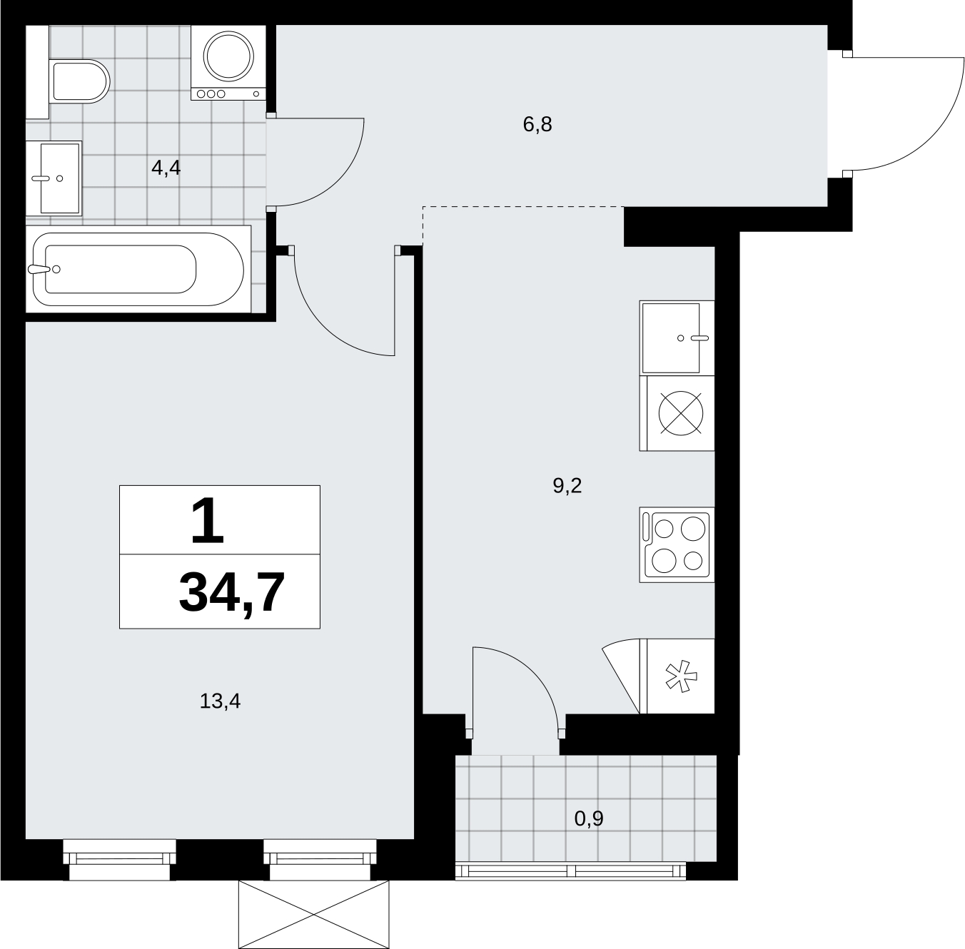 4-комнатная квартира в ЖК Бунинские кварталы на 19 этаже в 1 секции. Сдача в 4 кв. 2025 г.