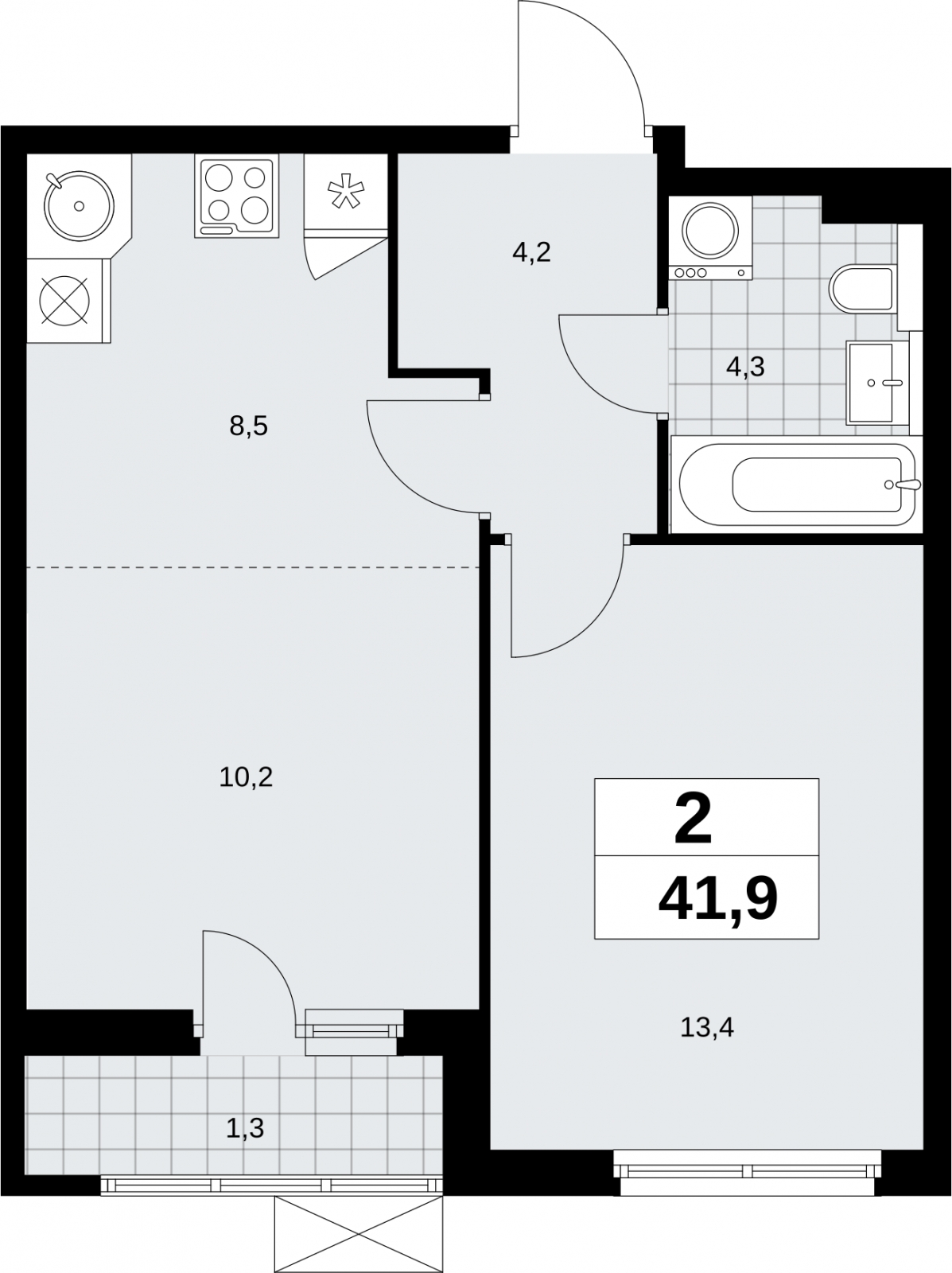 3-комнатная квартира в ЖК Бунинские кварталы на 8 этаже в 2 секции. Сдача в 4 кв. 2025 г.