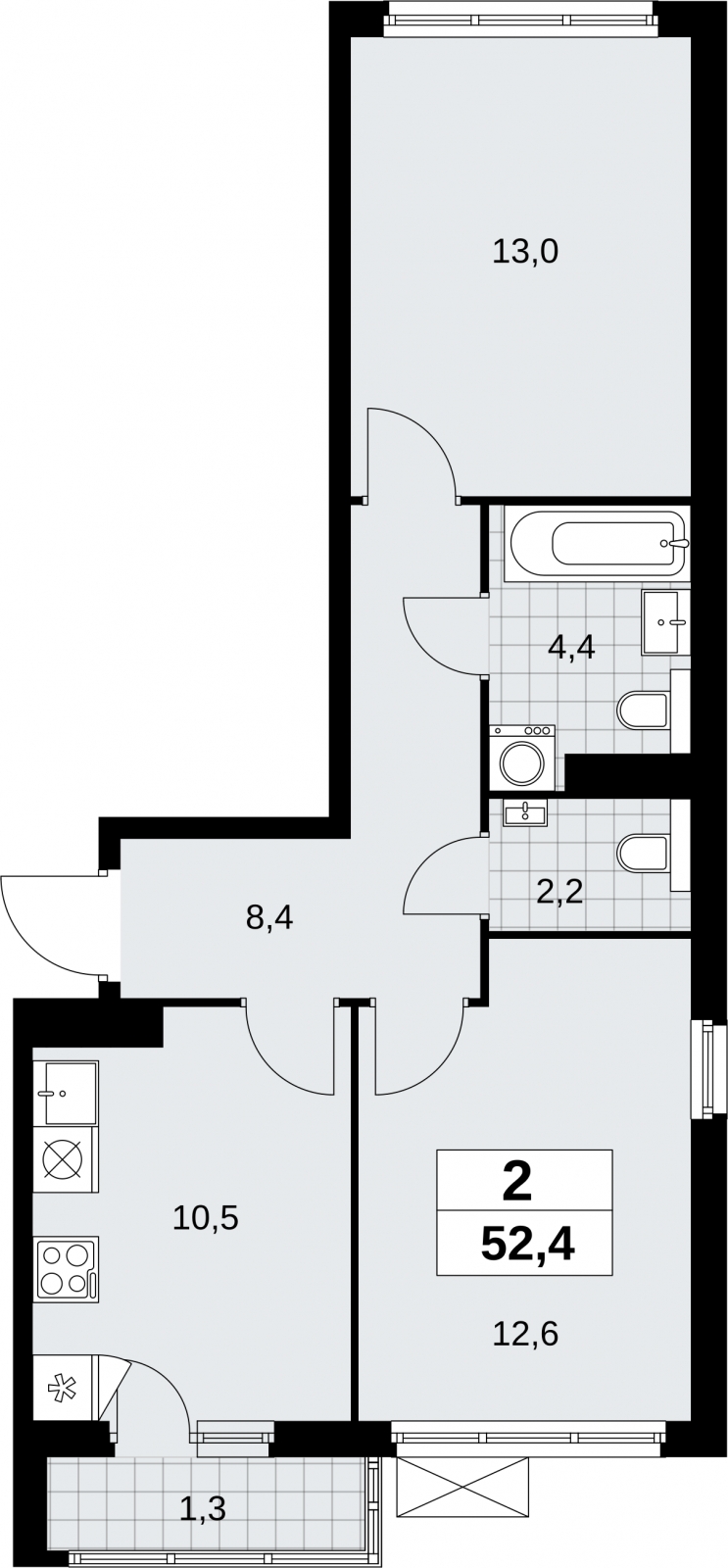 3-комнатная квартира с отделкой в ЖК Бунинские кварталы на 5 этаже в 7 секции. Сдача в 2 кв. 2026 г.