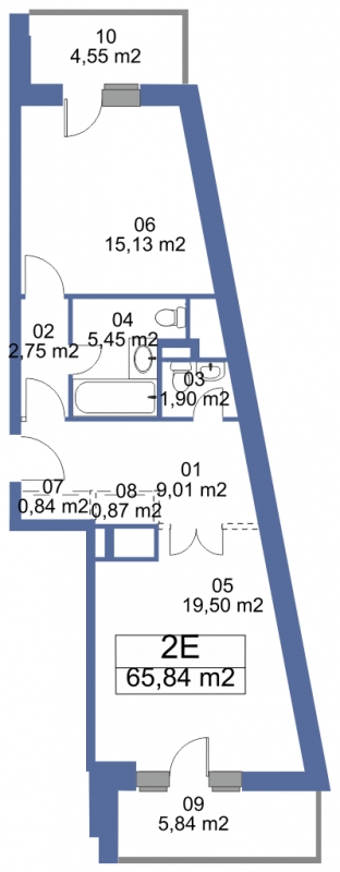 2-комнатная квартира в ЖК Государев дом на 6 этаже в 4 секции. Сдача в 1 кв. 2023 г.