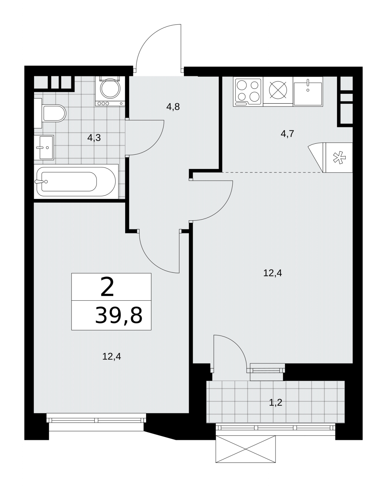 3-комнатная квартира с отделкой в ЖК Бунинские кварталы на 13 этаже в 4 секции. Сдача в 2 кв. 2026 г.