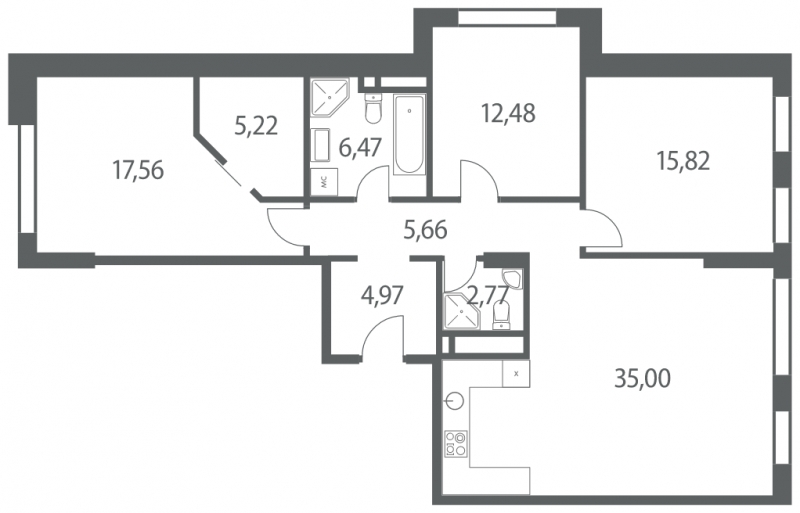 1-комнатная квартира с отделкой в ЖК Лучи на 15 этаже в 1 секции. Сдача в 3 кв. 2024 г.
