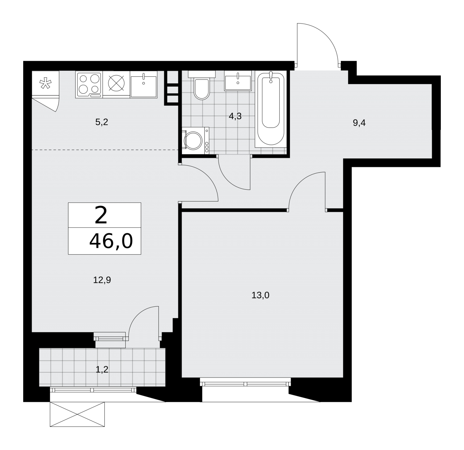 2-комнатная квартира в ЖК Сити комплекс «MirrorЗдание» на 15 этаже в 1 секции. Сдача в 4 кв. 2024 г.
