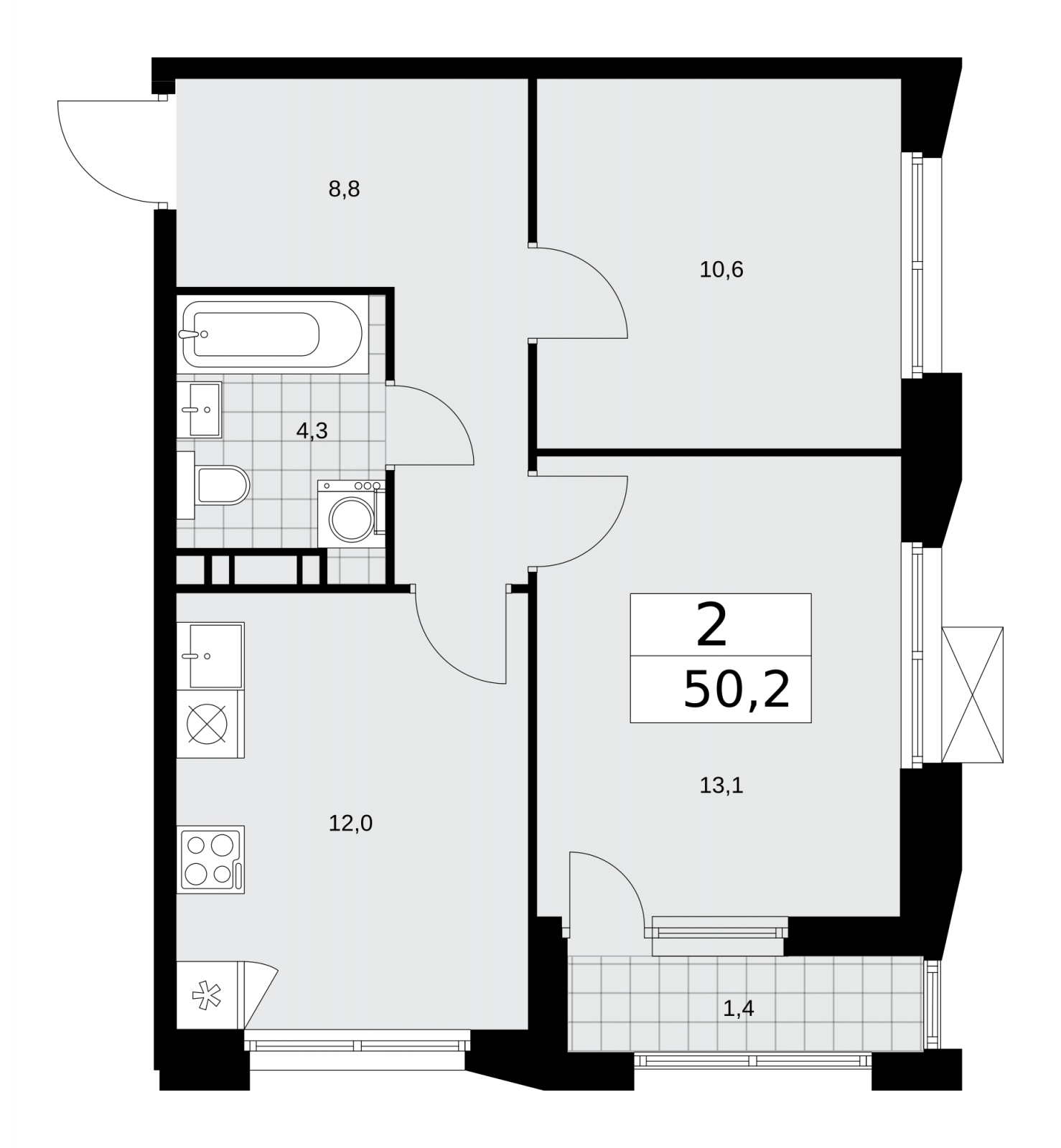 2-комнатная квартира в ЖК Сити комплекс «MirrorЗдание» на 9 этаже в 1 секции. Сдача в 4 кв. 2024 г.