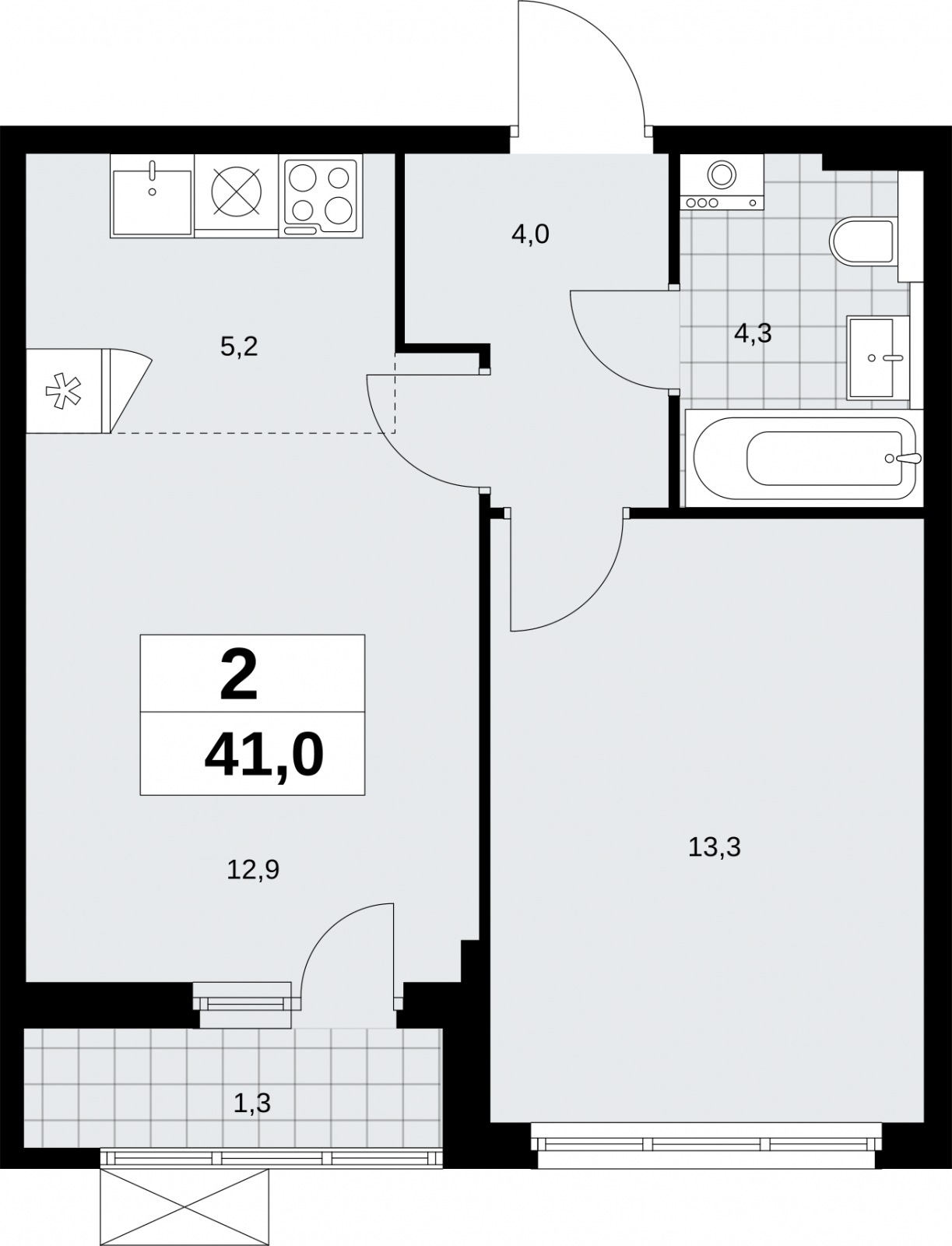 3-комнатная квартира в ЖК Бунинские кварталы на 17 этаже в 1 секции. Сдача в 4 кв. 2025 г.
