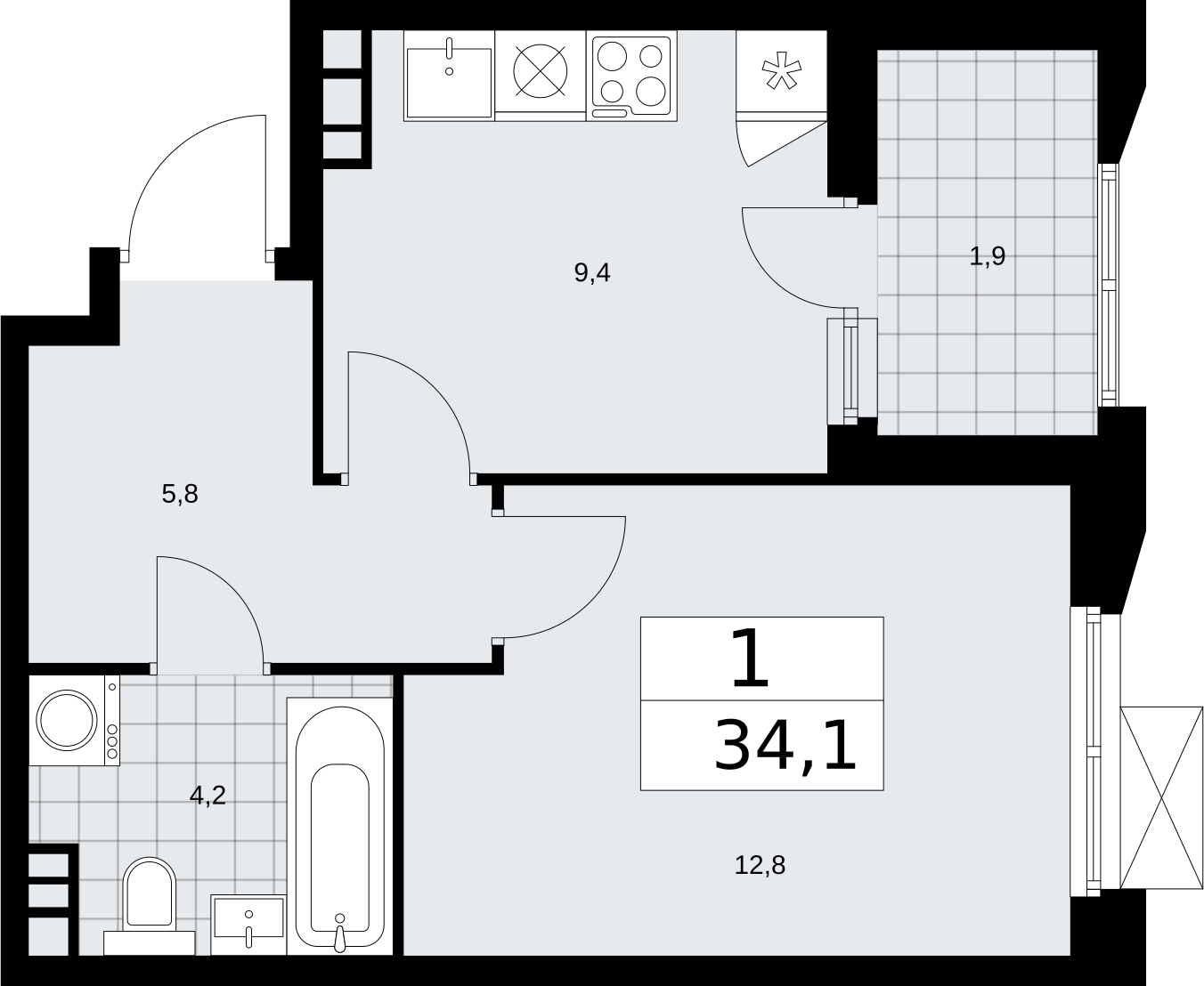 2-комнатная квартира с отделкой в ЖК Бунинские кварталы на 3 этаже в 1 секции. Сдача в 4 кв. 2025 г.