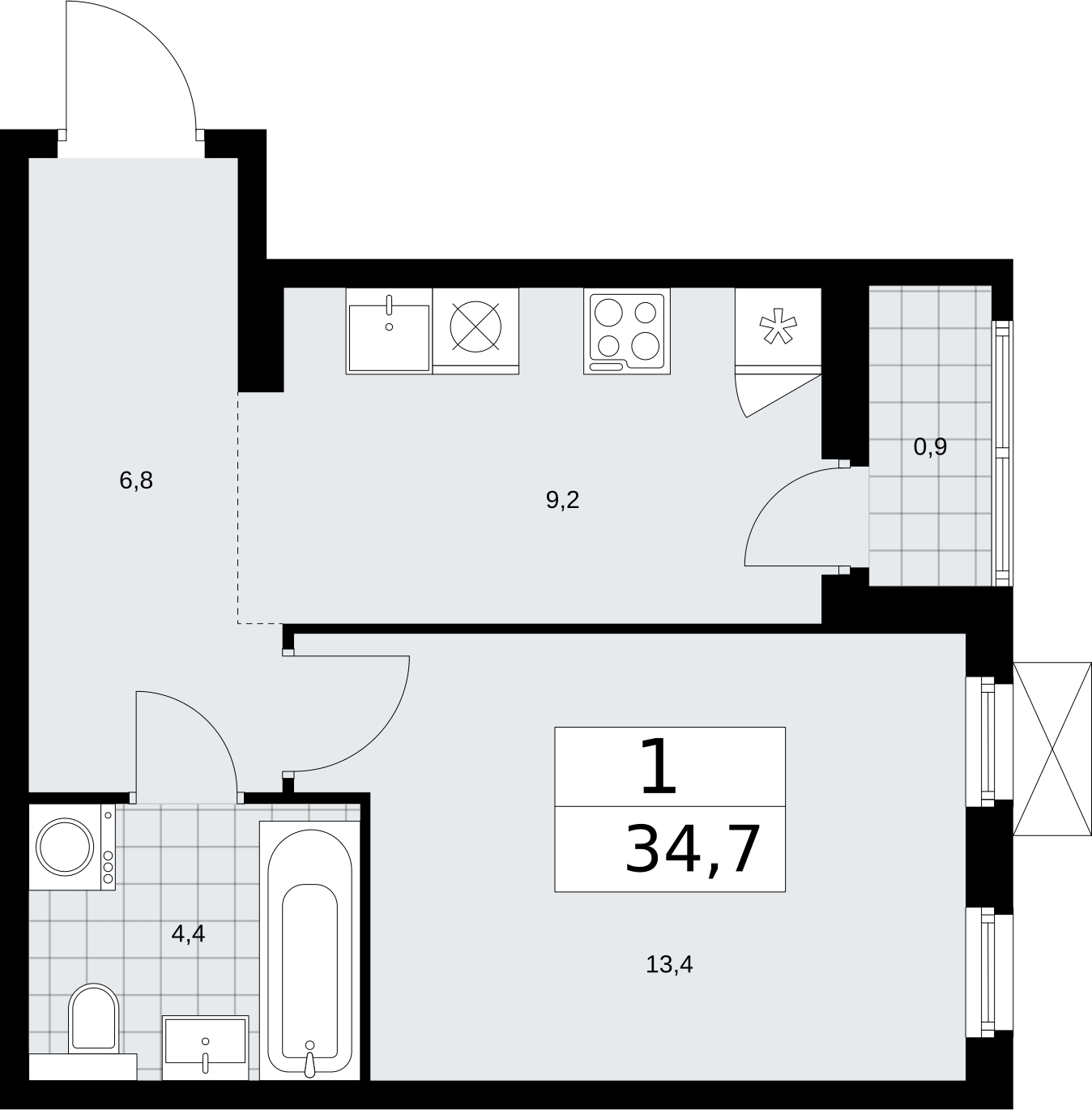 4-комнатная квартира с отделкой в ЖК Бунинские кварталы на 6 этаже в 5 секции. Сдача в 2 кв. 2026 г.