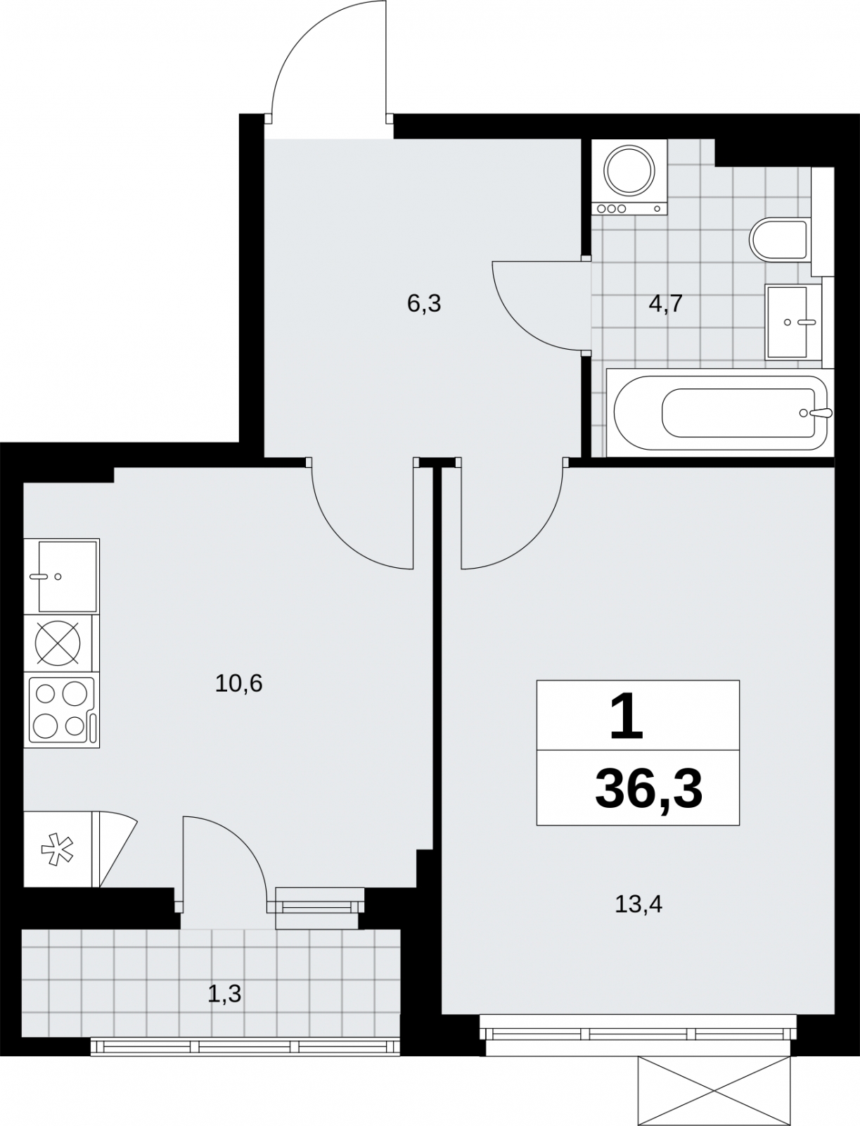 3-комнатная квартира в ЖК Бунинские кварталы на 19 этаже в 1 секции. Сдача в 4 кв. 2025 г.