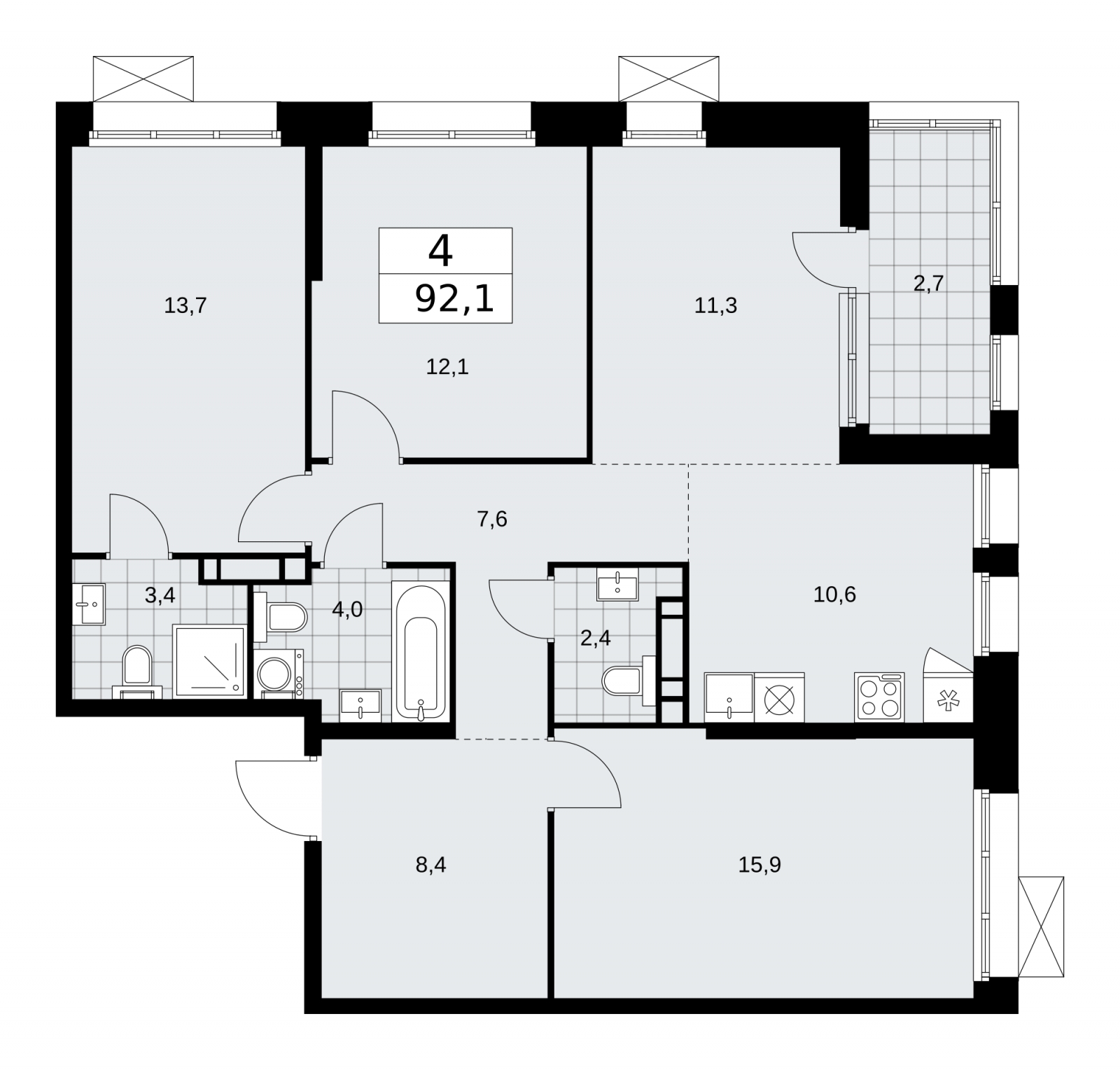 1-комнатная квартира (Студия) в ЖК Новая Рига на 2 этаже в 11 секции. Сдача в 1 кв. 2024 г.