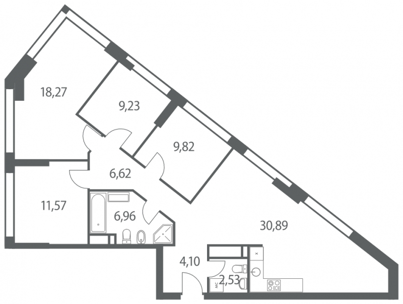 2-комнатная квартира в ЖК Скандинавия на 4 этаже в 1 секции. Сдача в 4 кв. 2024 г.