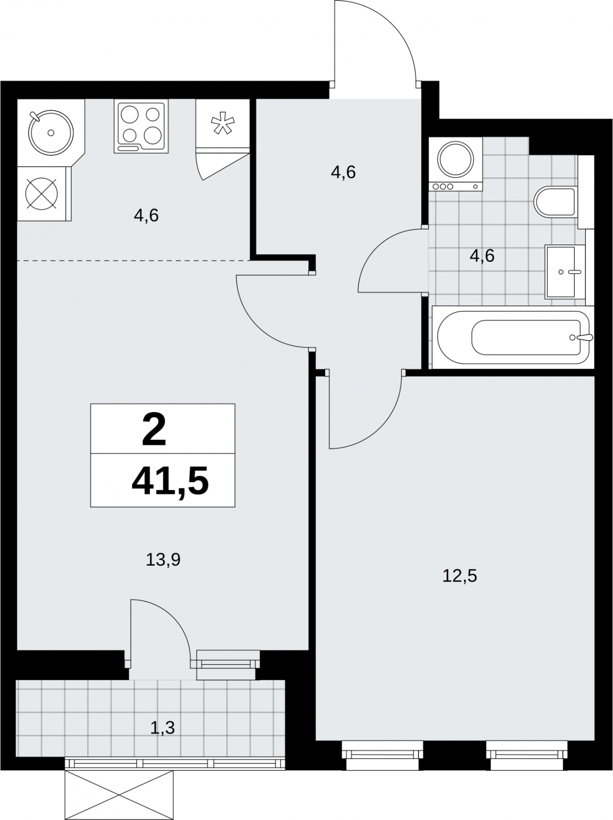 3-комнатная квартира в ЖК Бунинские кварталы на 21 этаже в 1 секции. Сдача в 2 кв. 2026 г.