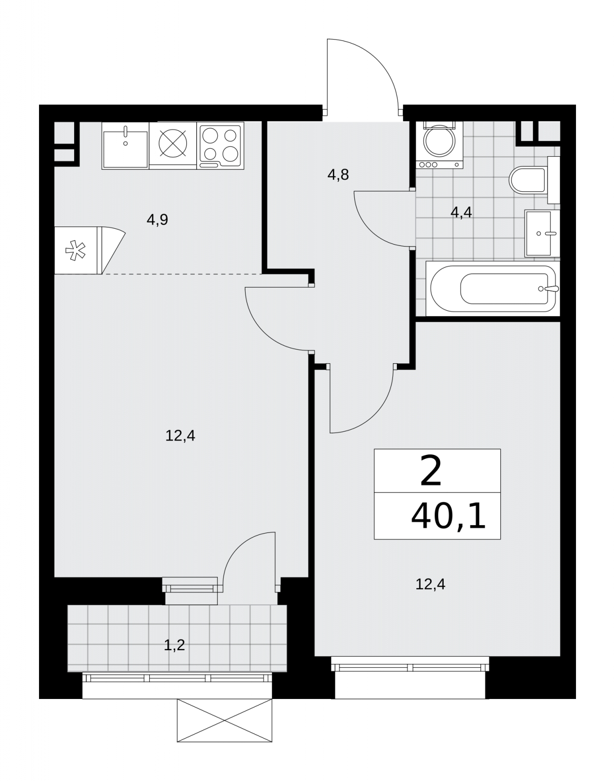 2-комнатная квартира в ЖК Москворецкий на 7 этаже в 2 секции. Дом сдан.