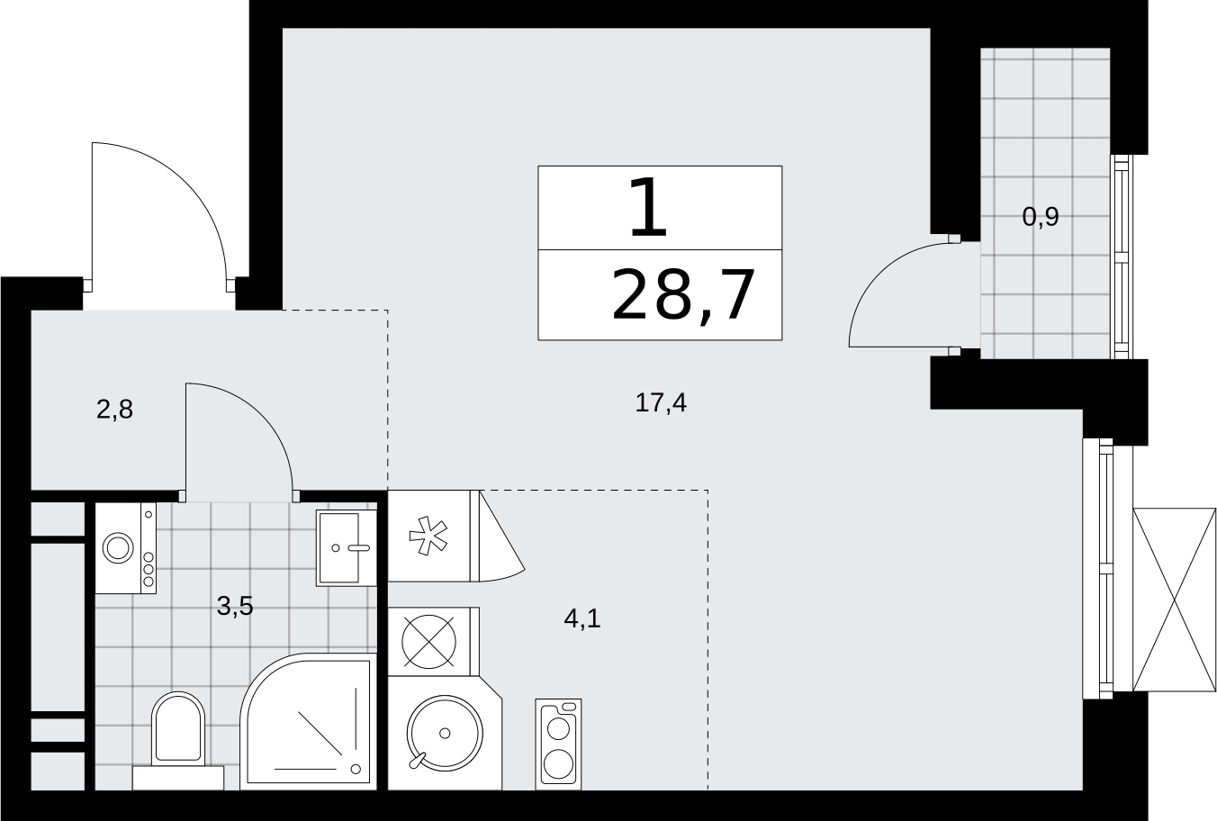 3-комнатная квартира с отделкой в ЖК Бунинские кварталы на 9 этаже в 4 секции. Сдача в 2 кв. 2026 г.