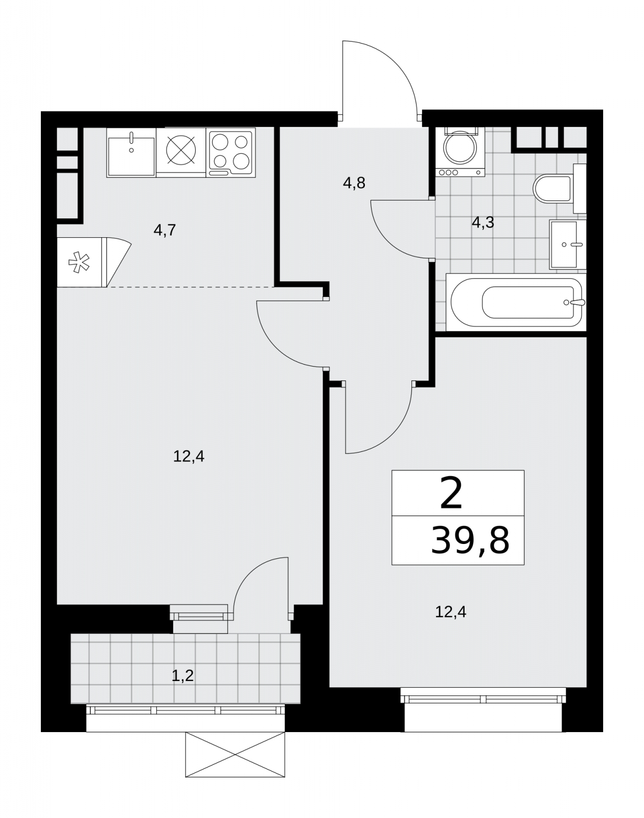3-комнатная квартира в ЖК MYPRIORITY Basmanny на 2 этаже в 17 секции. Сдача в 3 кв. 2024 г.