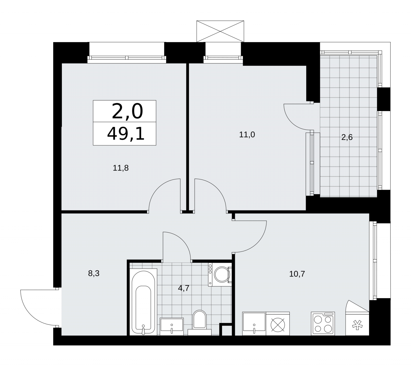 2-комнатная квартира с отделкой в ЖК Crystal на 35 этаже в 1 секции. Сдача в 4 кв. 2020 г.