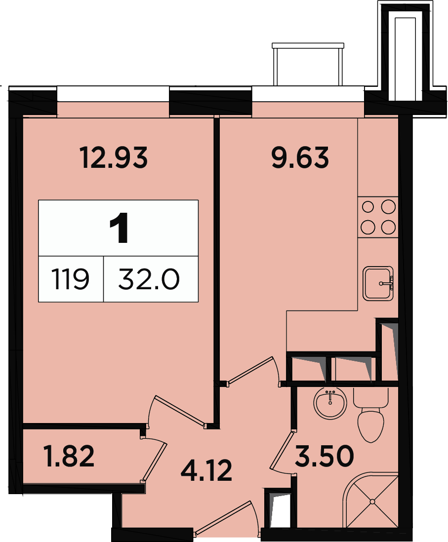 2-комнатная квартира в ЖК Легендарный Квартал на Березовой  аллее на 3 этаже в 2 секции. Сдача в 3 кв. 2019 г.