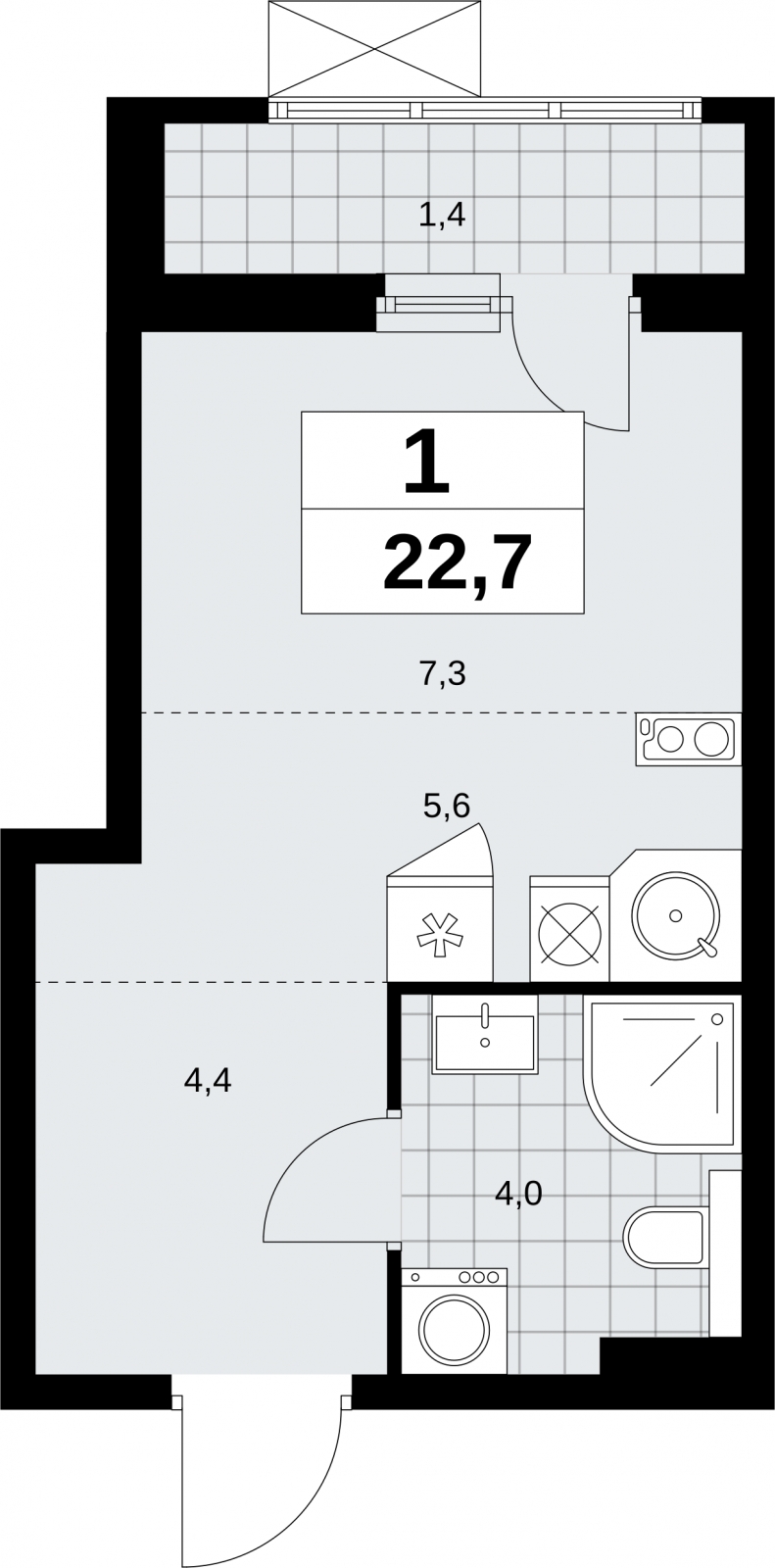 2-комнатная квартира с отделкой в ЖК Бунинские кварталы на 14 этаже в 3 секции. Сдача в 2 кв. 2026 г.