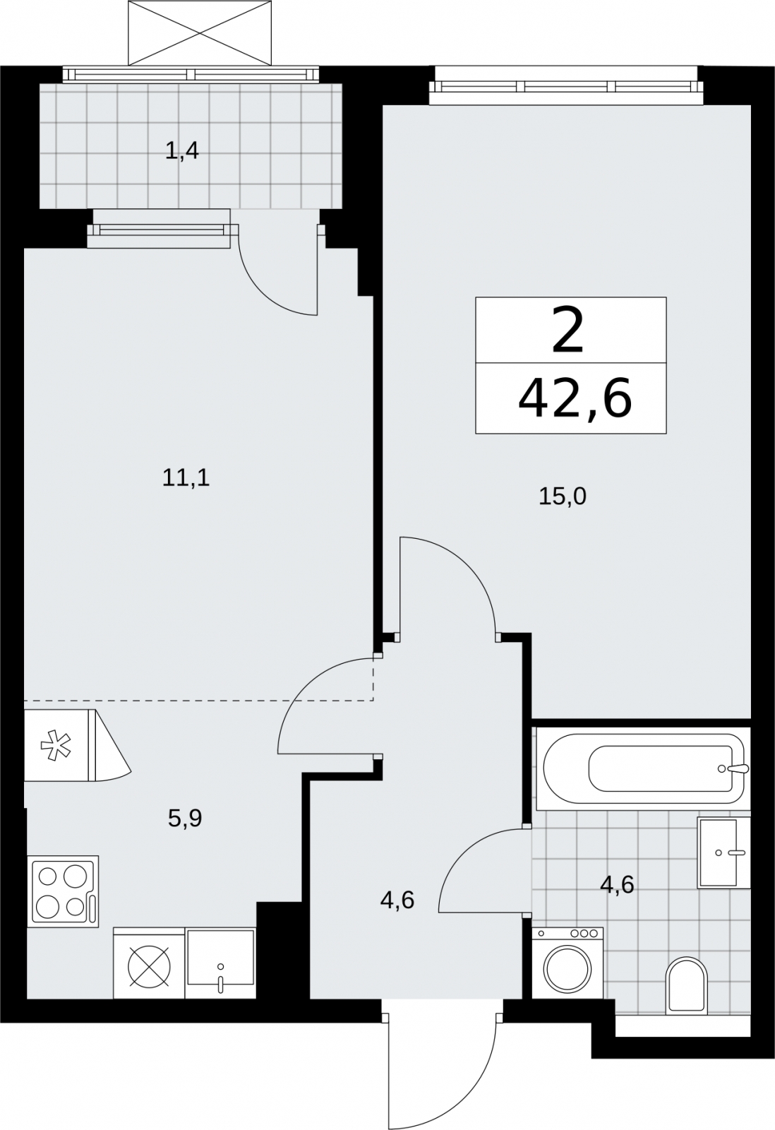 3-комнатная квартира с отделкой в ЖК Бунинские кварталы на 10 этаже в 4 секции. Сдача в 2 кв. 2026 г.