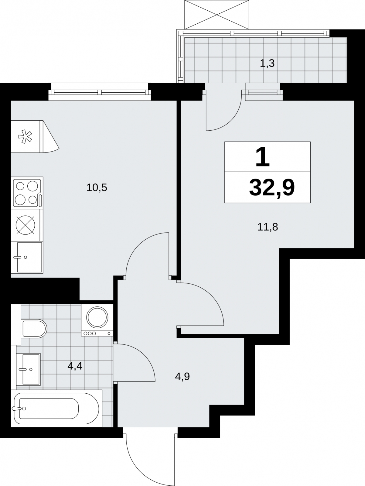 1-комнатная квартира с отделкой в ЖК Бунинские кварталы на 11 этаже в 4 секции. Сдача в 2 кв. 2026 г.