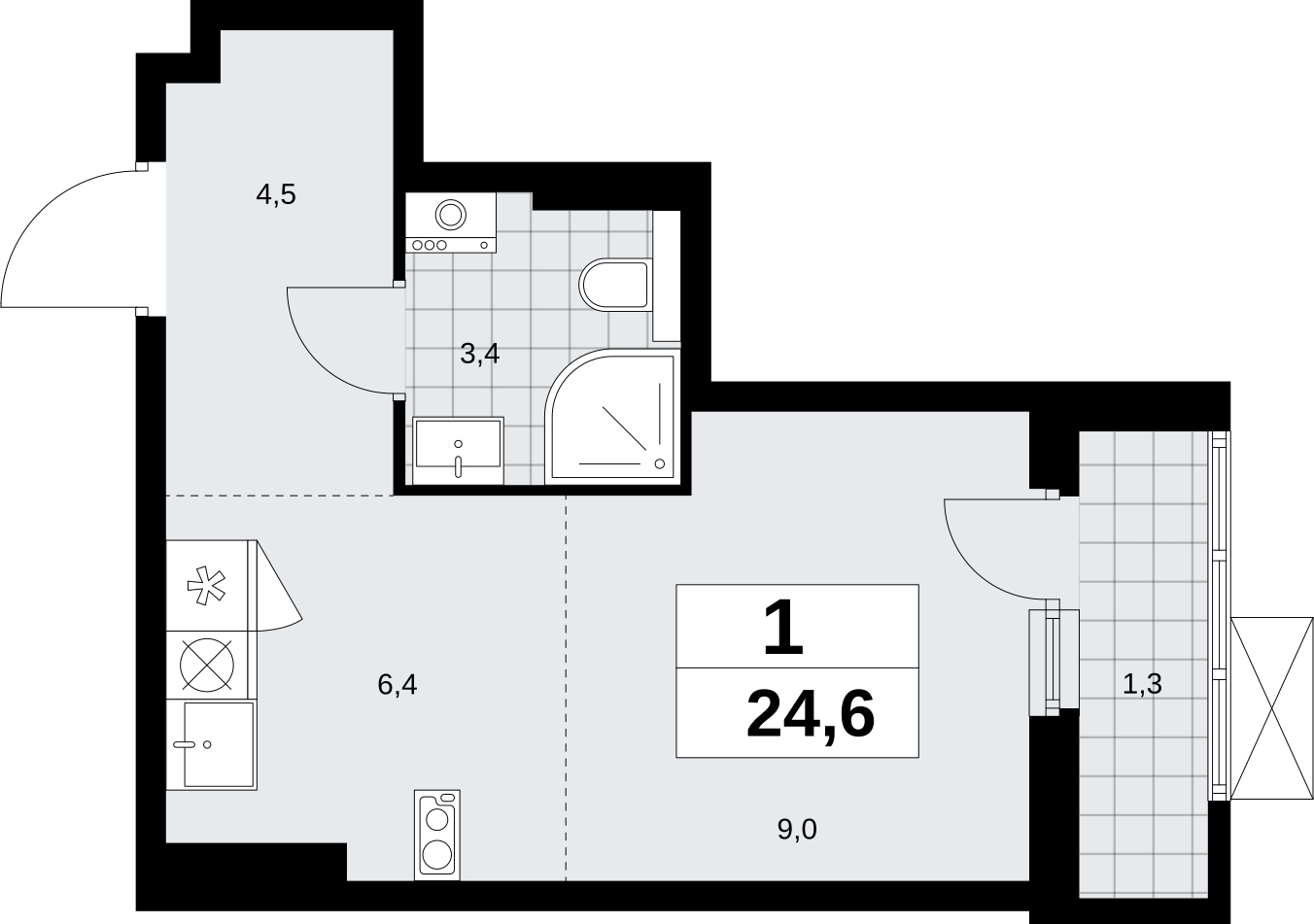 2-комнатная квартира с отделкой в ЖК Бунинские кварталы на 12 этаже в 4 секции. Сдача в 2 кв. 2026 г.