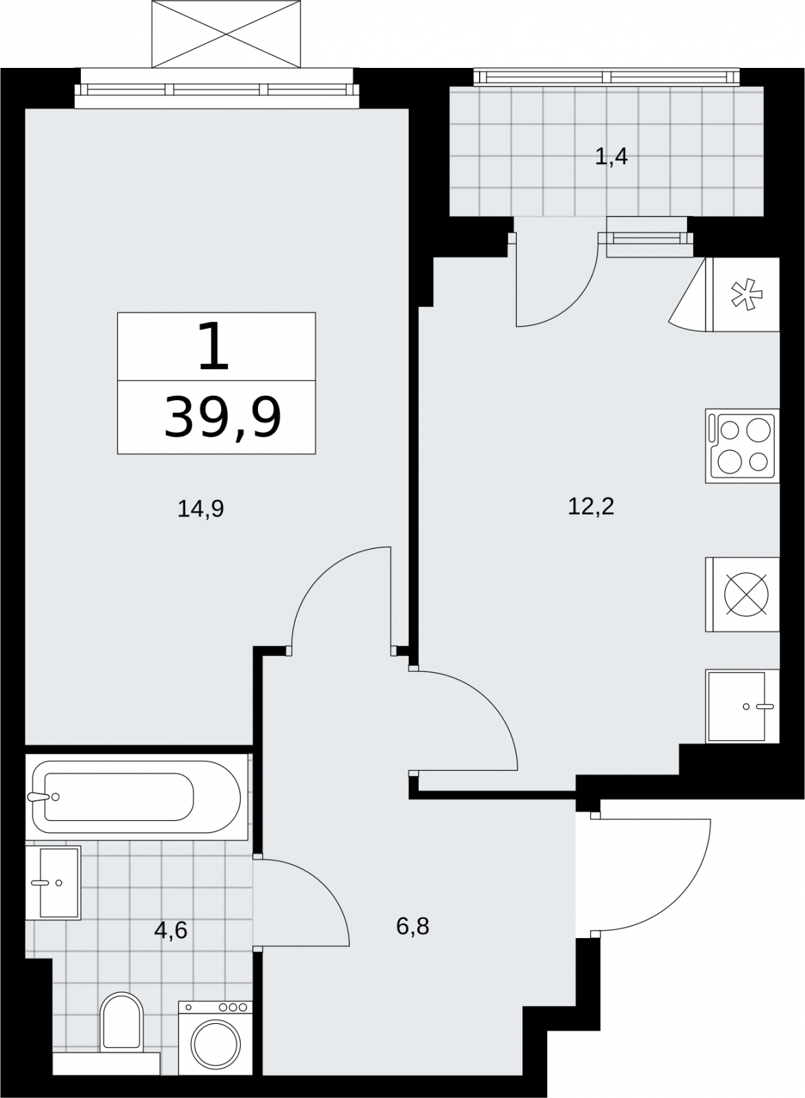 3-комнатная квартира с отделкой в ЖК Бунинские кварталы на 14 этаже в 4 секции. Сдача в 2 кв. 2026 г.