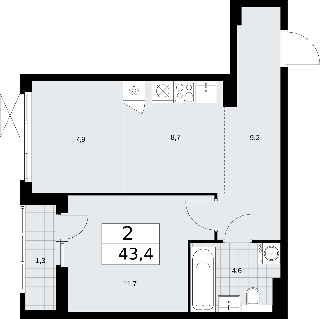 3-комнатная квартира с отделкой в ЖК Бунинские кварталы на 15 этаже в 4 секции. Сдача в 2 кв. 2026 г.