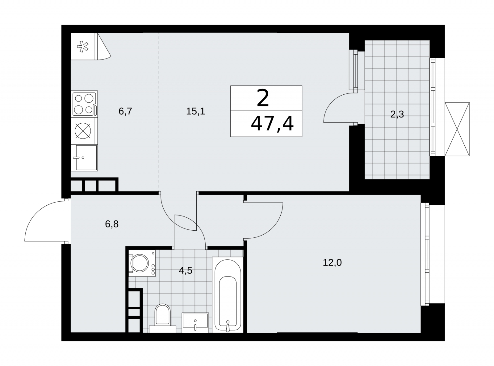 2-комнатная квартира с отделкой в ЖК Суздальское  шоссе 20 на 14 этаже в 1 секции. Сдача в 4 кв. 2022 г.
