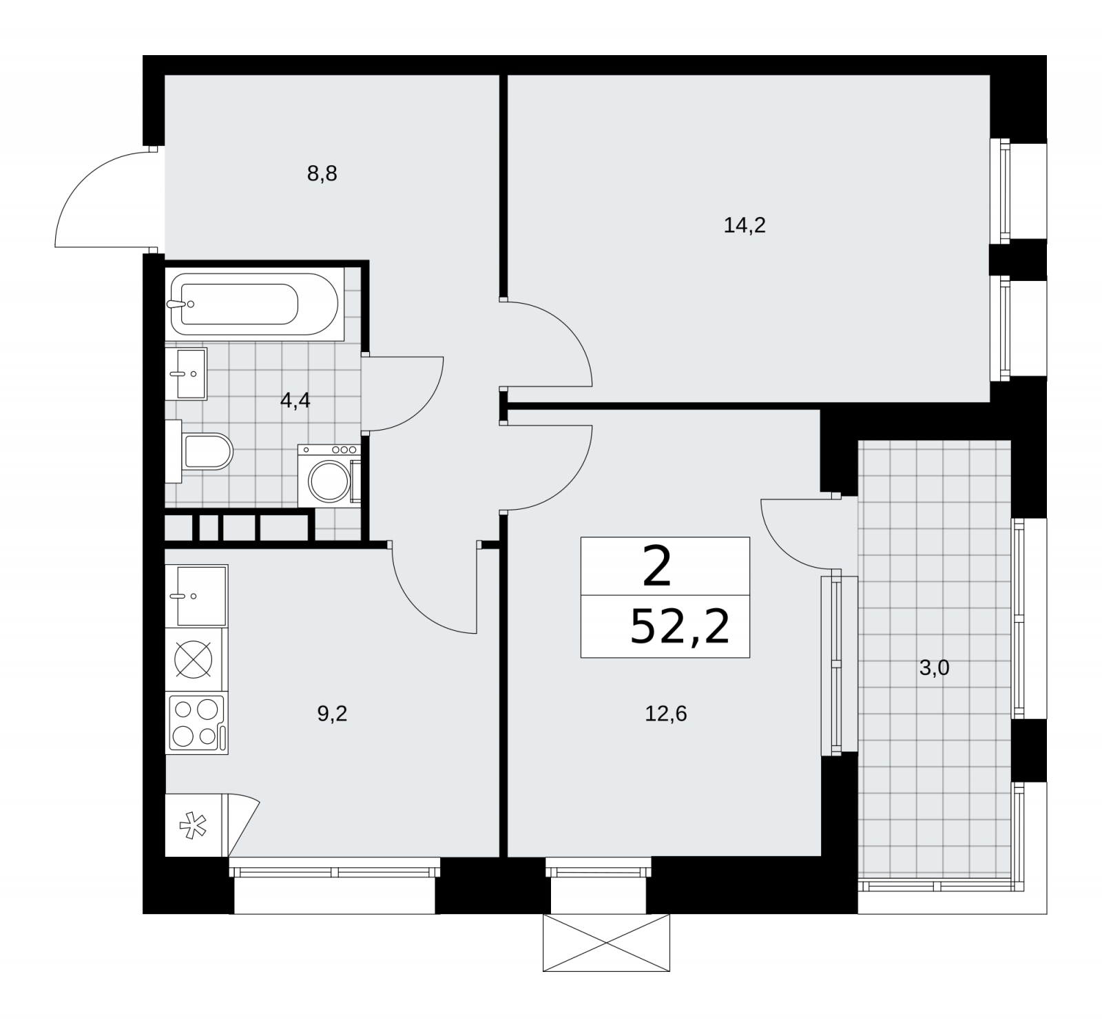 2-комнатная квартира с отделкой в ЖК Суздальское  шоссе 20 на 1 этаже в 1 секции. Сдача в 4 кв. 2022 г.