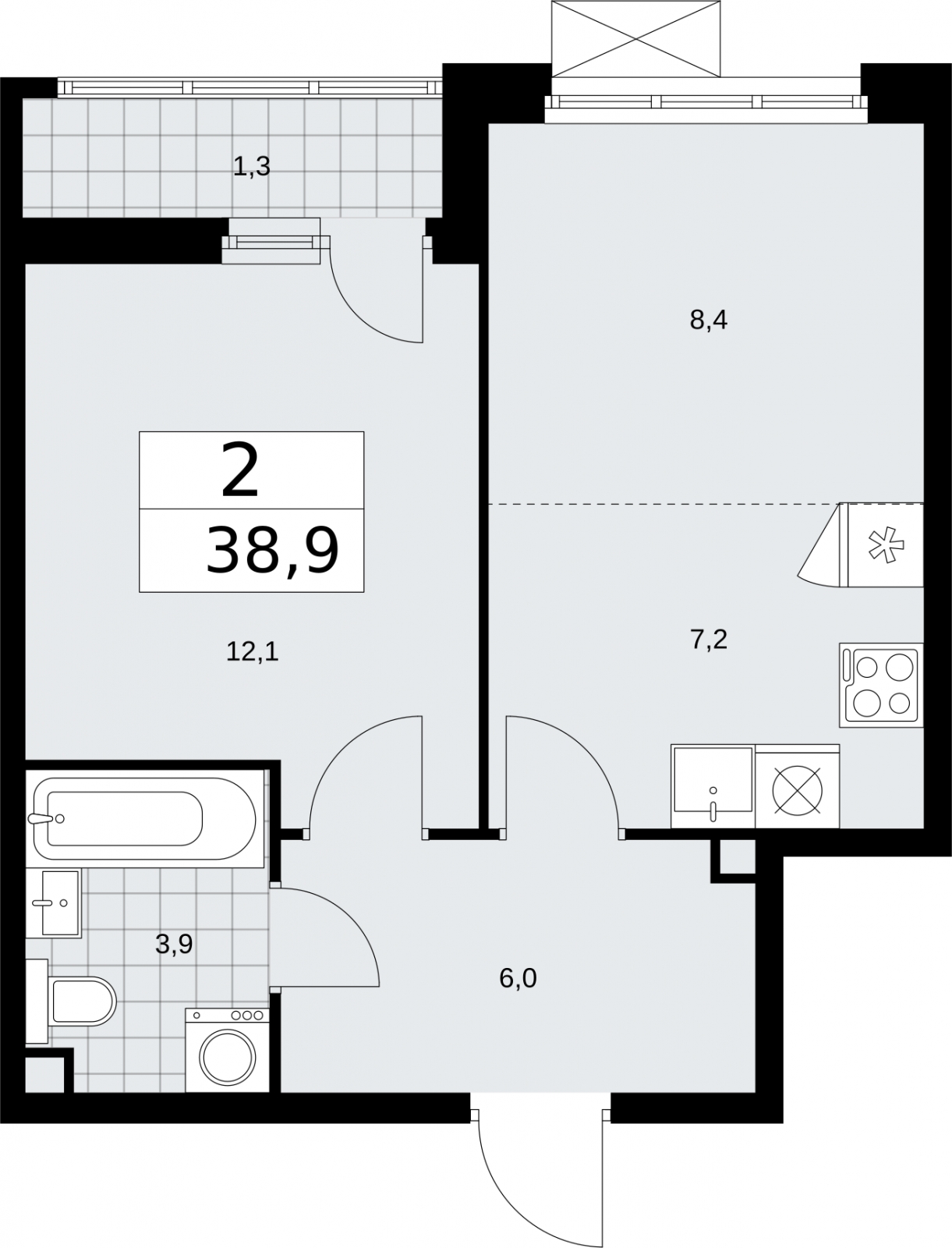 3-комнатная квартира в ЖК Южная Битца на 9 этаже в 9 секции. Сдача в 2 кв. 2021 г.