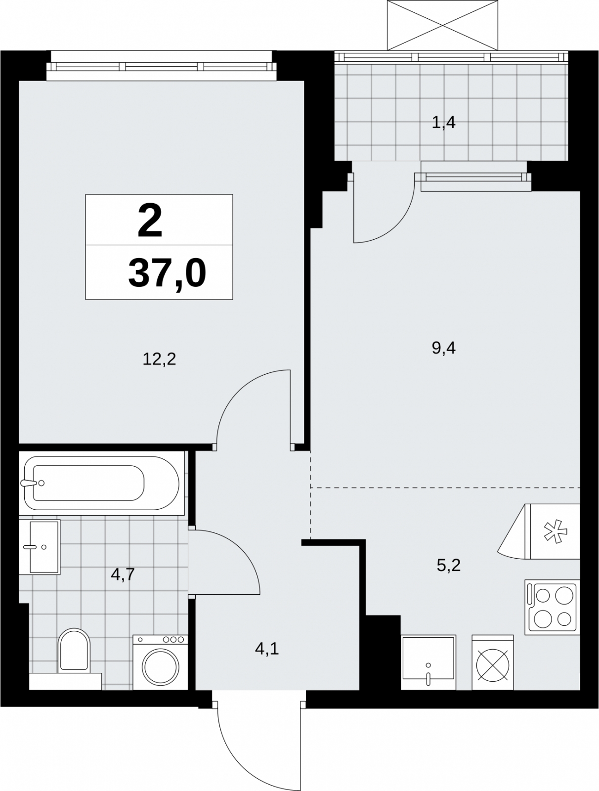 3-комнатная квартира в ЖК Бунинские кварталы на 2 этаже в 2 секции. Сдача в 2 кв. 2026 г.